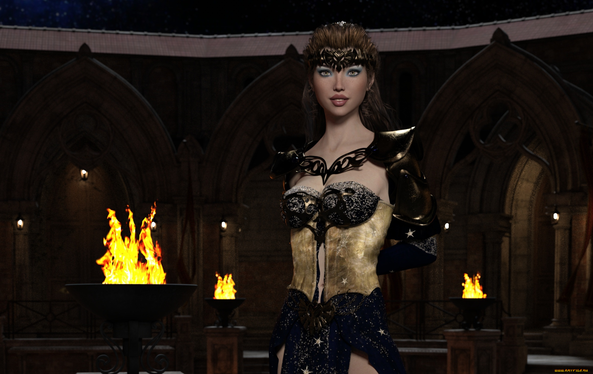 3д, графика, амазонки, , amazon, девушка, фон, взгляд