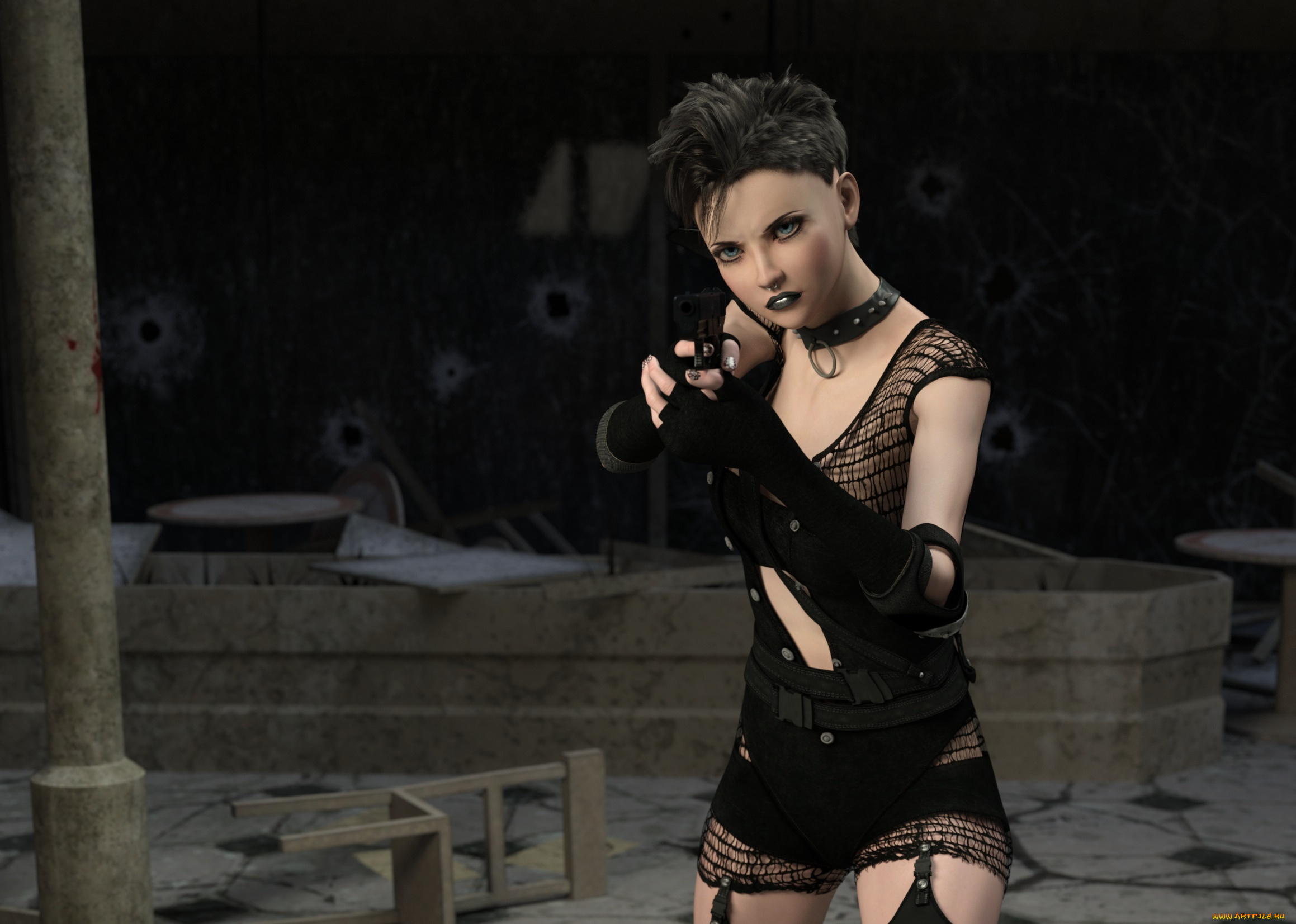 3д, графика, фантазия, , fantasy, оружие, девушка, фон, взгляд