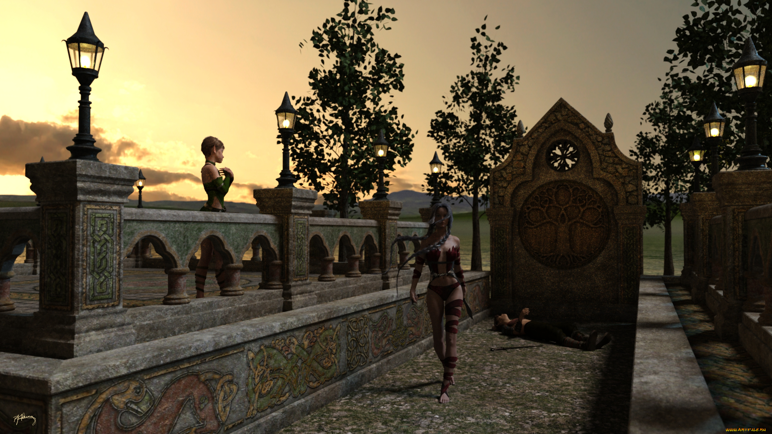 3д, графика, фантазия, , fantasy, девушка, взгляд, фон