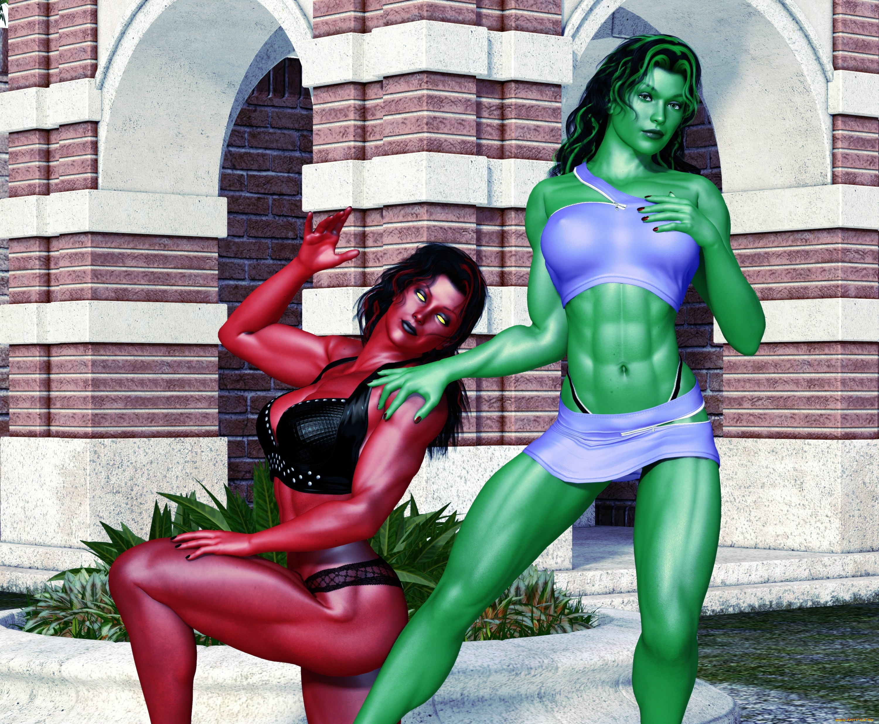 3д, графика, существа, , creatures, халки, взгляд, фон