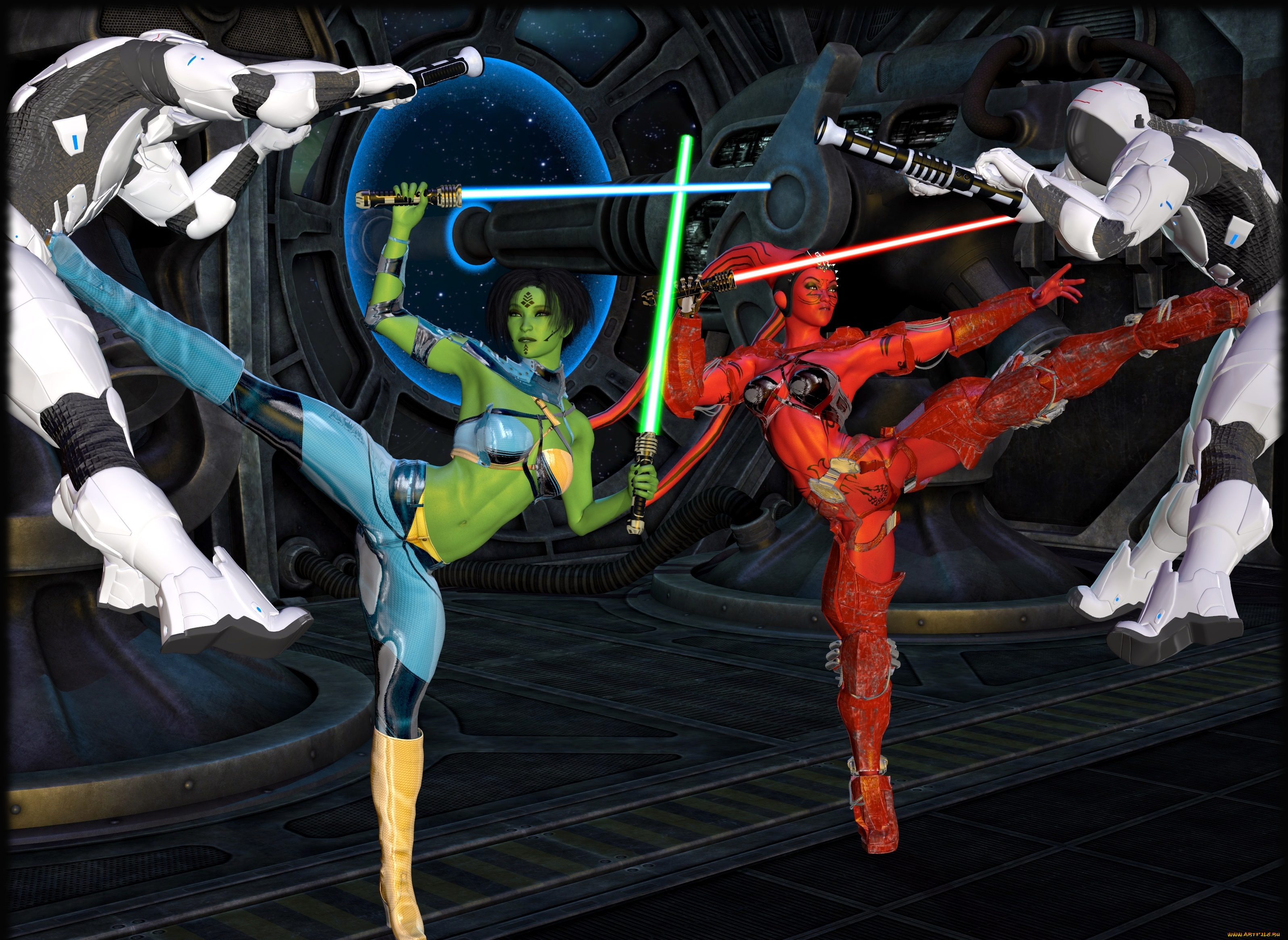 3д, графика, существа, , creatures, взгляд, халки, оружие, фон