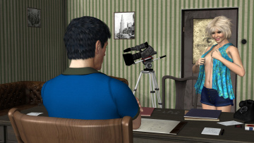 Картинка 3д+графика люди+ people девушка взгляд фон