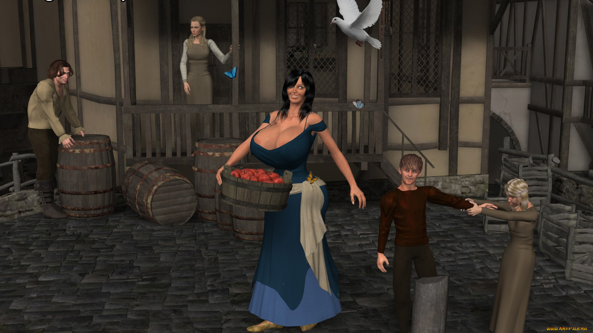 3д, графика, фантазия, , fantasy, девушка, взгляд, фон