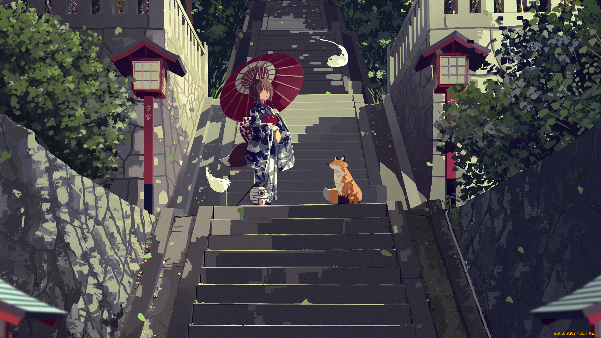 аниме, город, , улицы, , интерьер, , здания, девочка