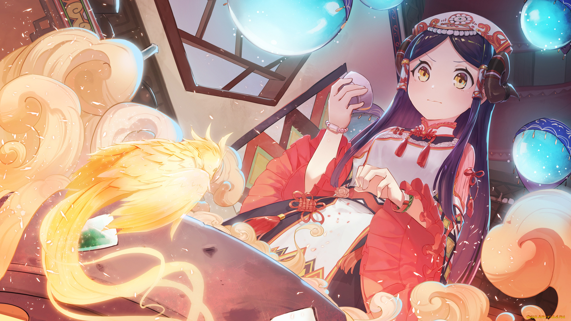 аниме, магия, , колдовство, , halloween, котёл, девочка, дым, птица