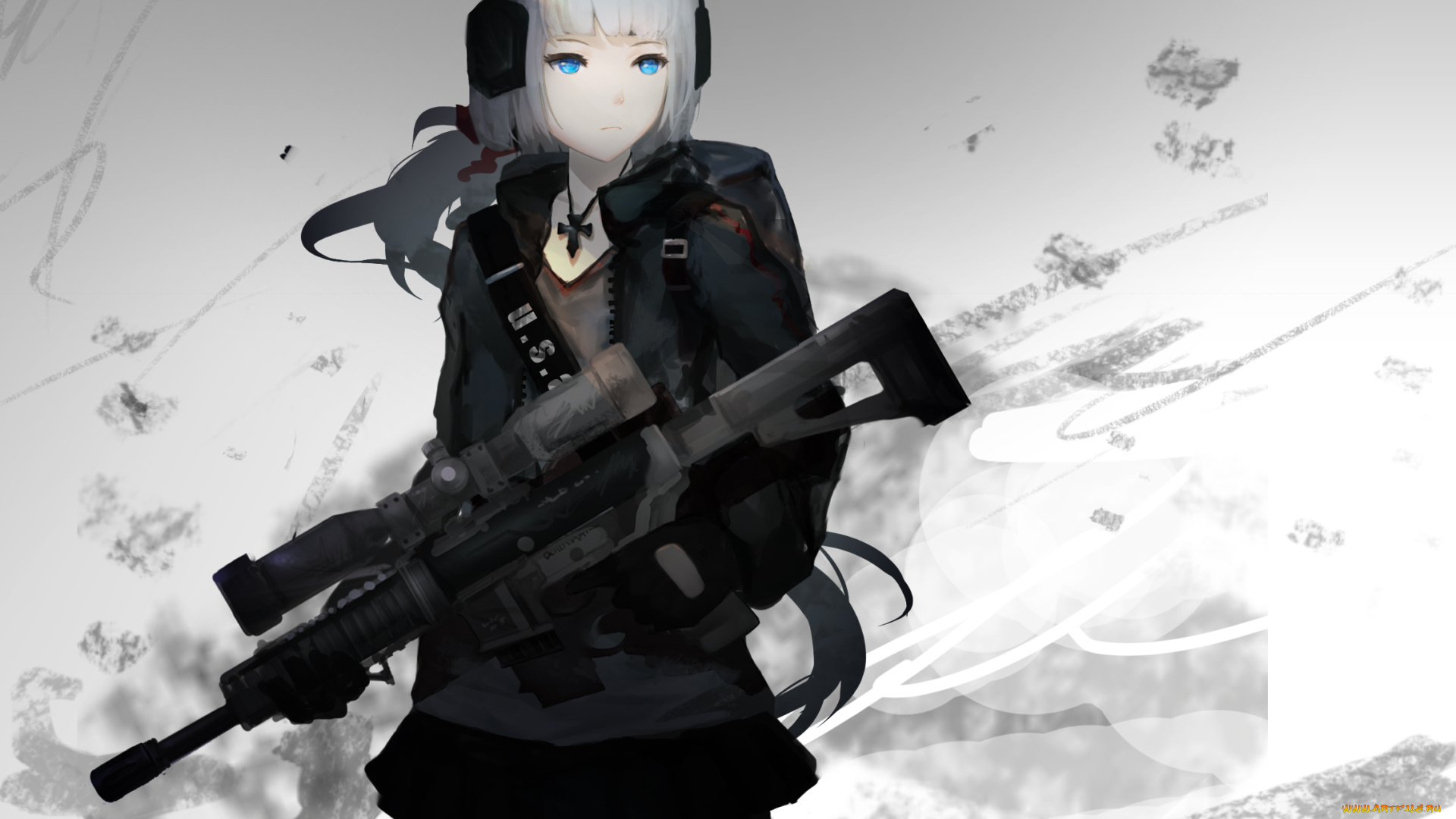 аниме, оружие, , техника, , технологии, девушка