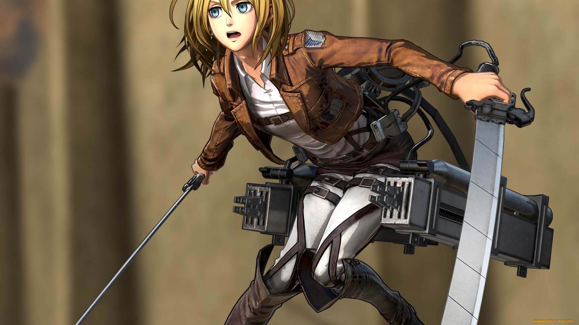 аниме, shingeki, no, kyojin, девушка