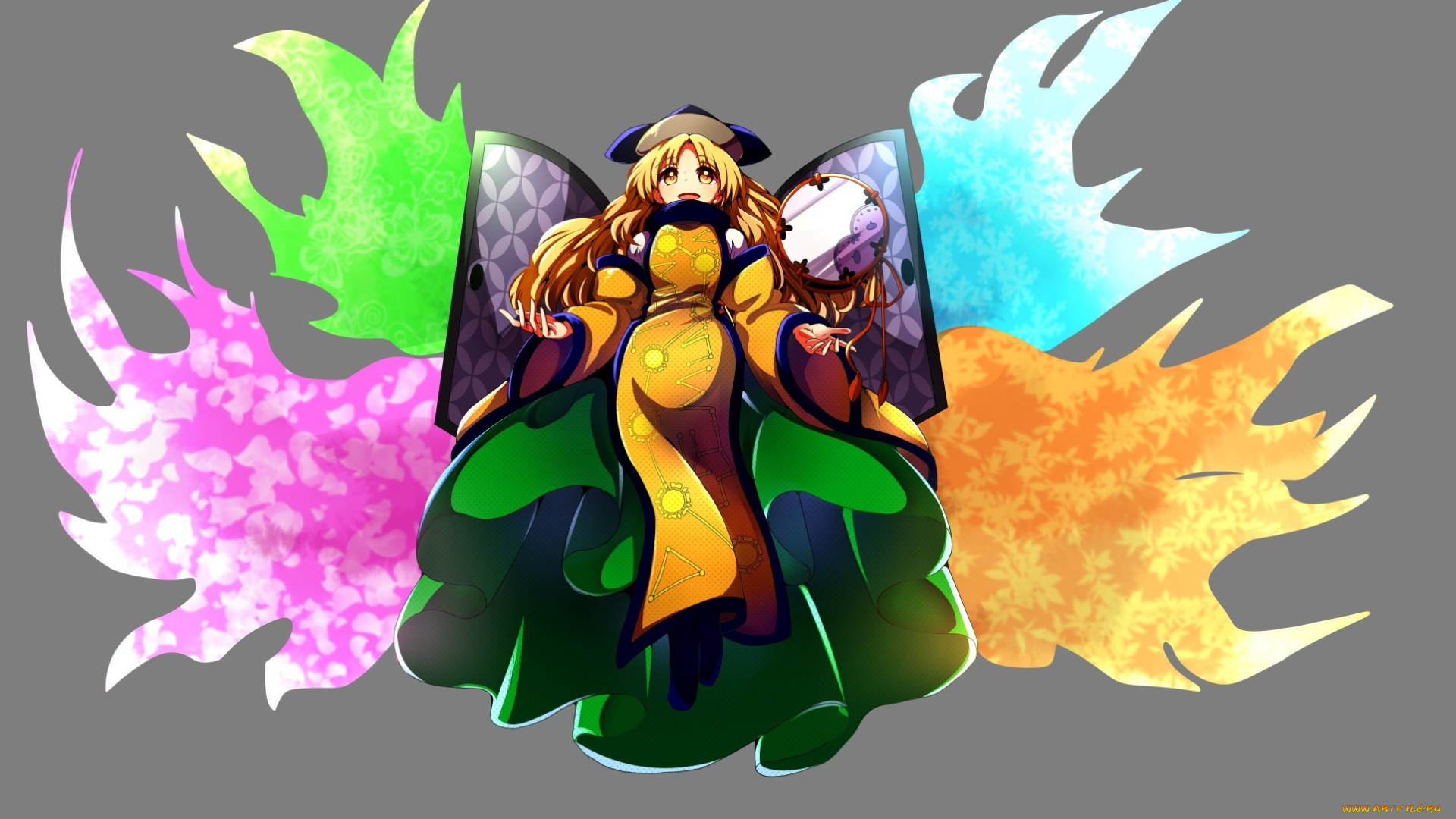 аниме, touhou, matara, okina