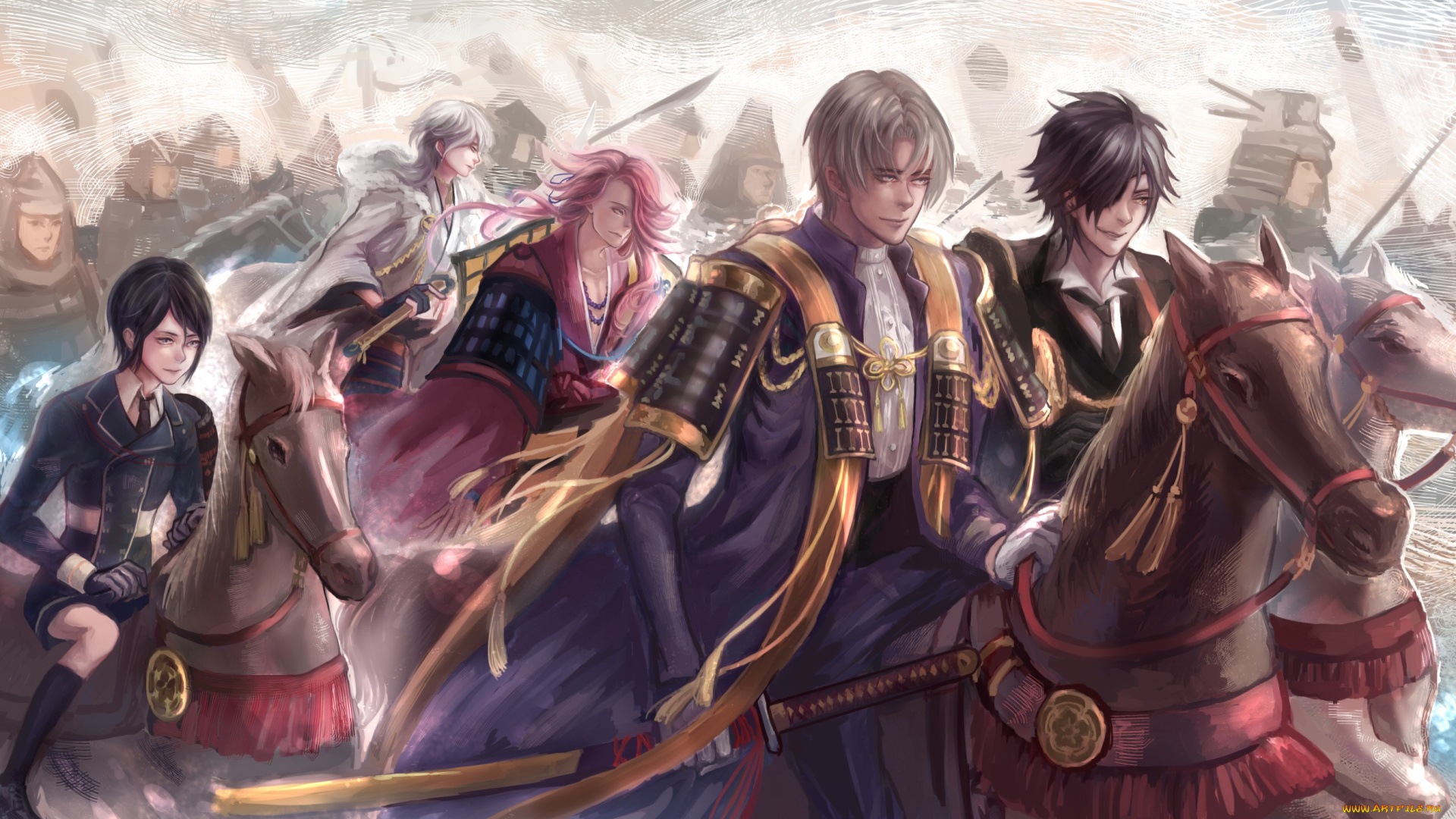 аниме, touken, ranbu, парни