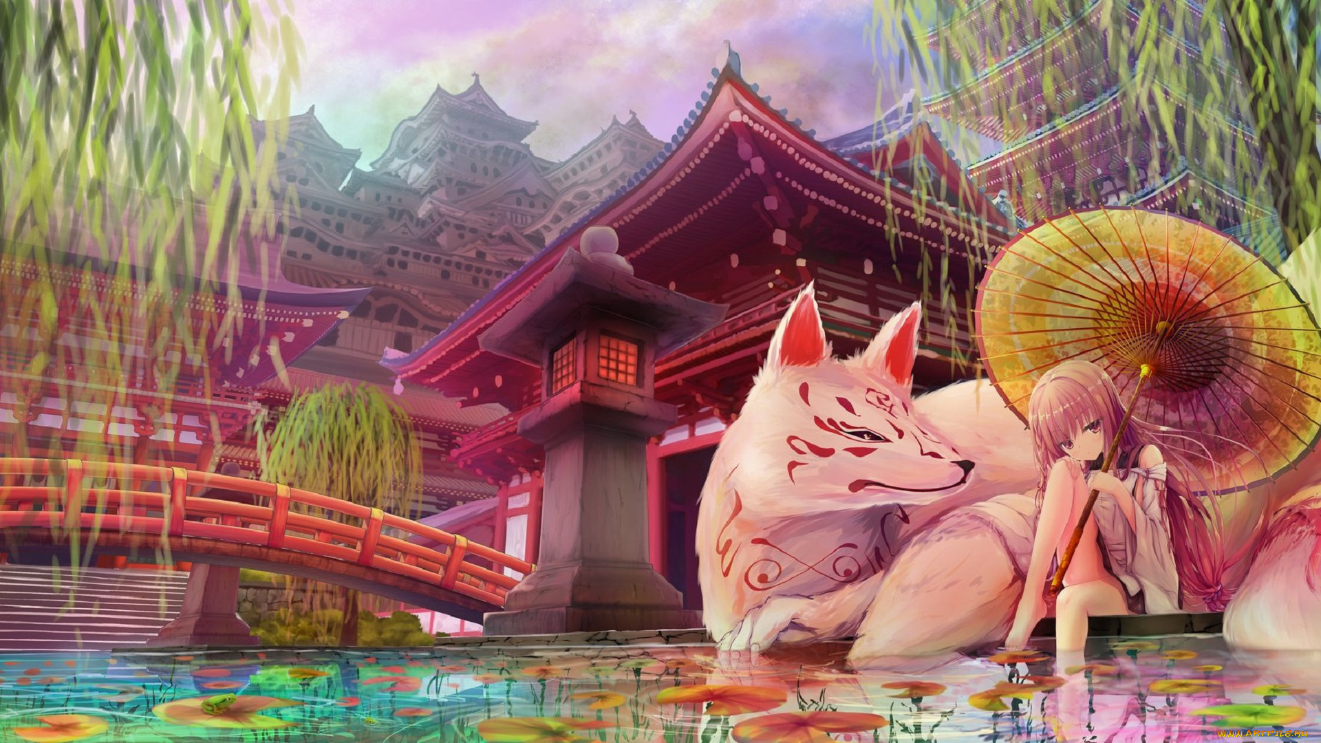 аниме, животные, , существа, девушка