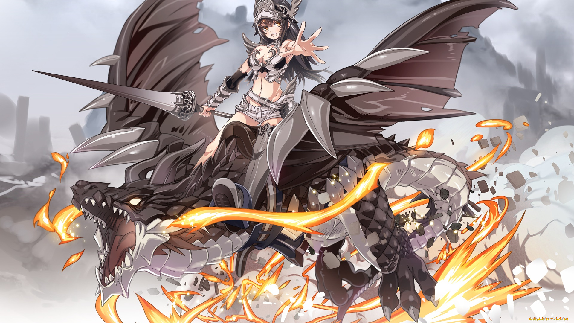 аниме, животные, , существа, девушка, фон, взгляд