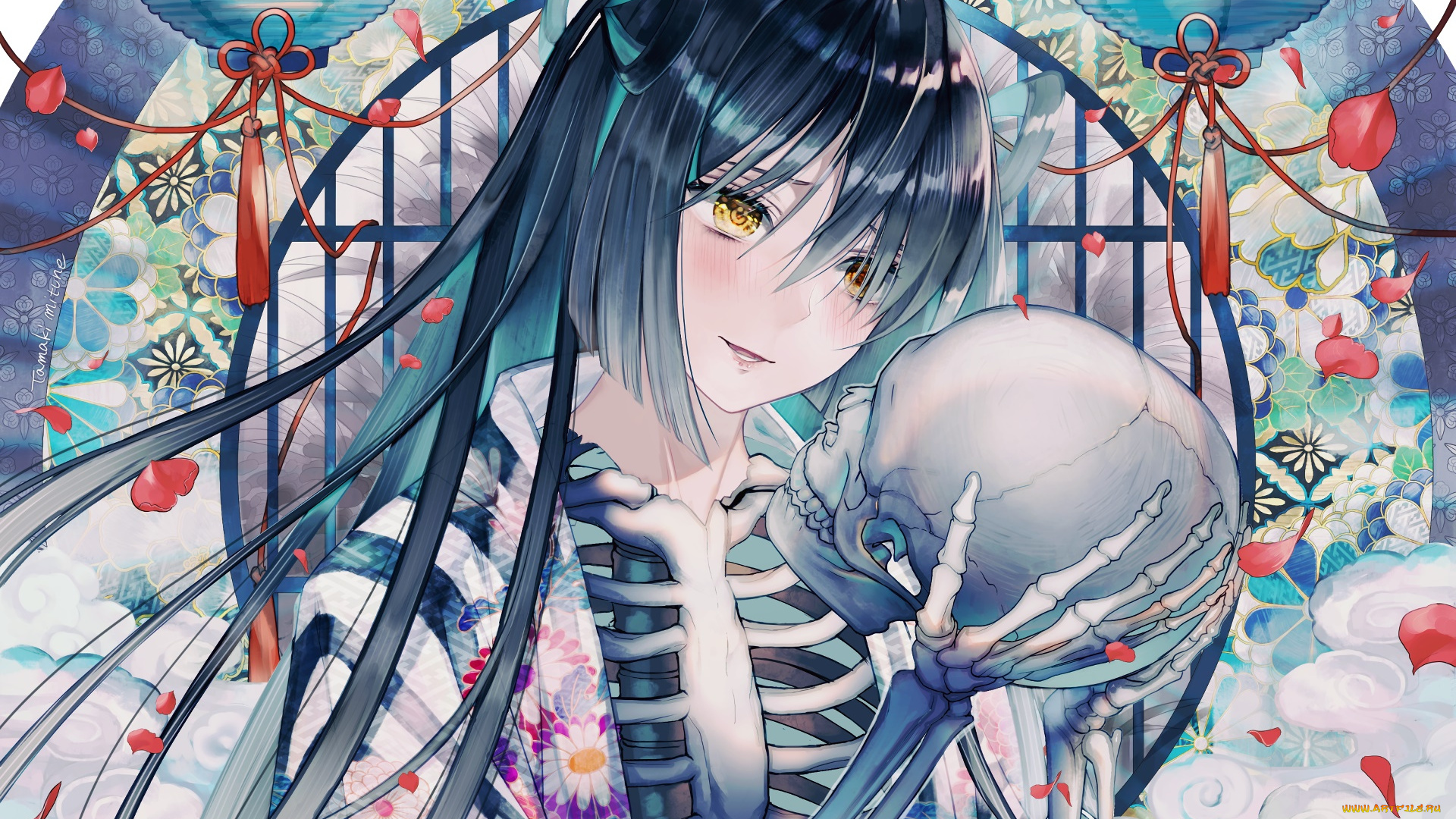 аниме, животные, , существа, фон, взгляд, девушка