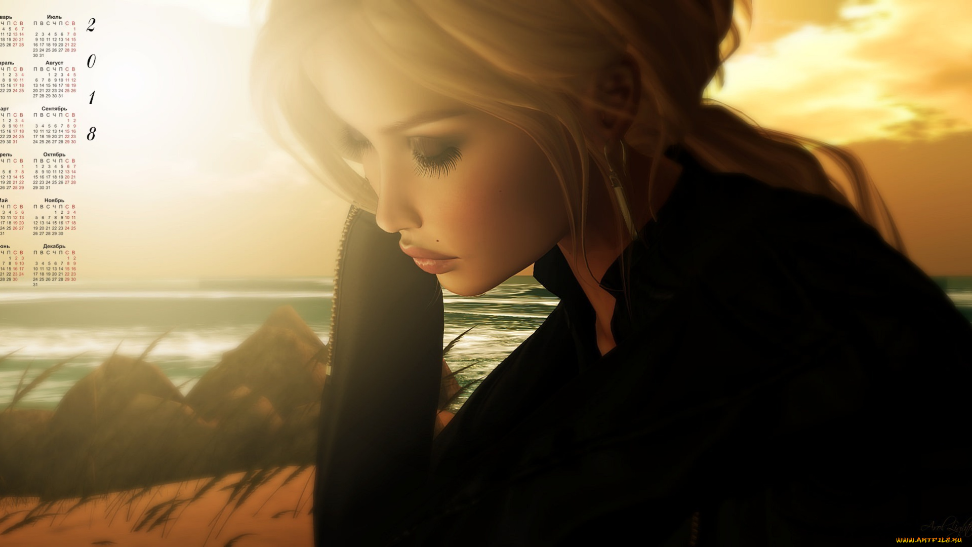 календари, цветы, профиль, девушка, 2018
