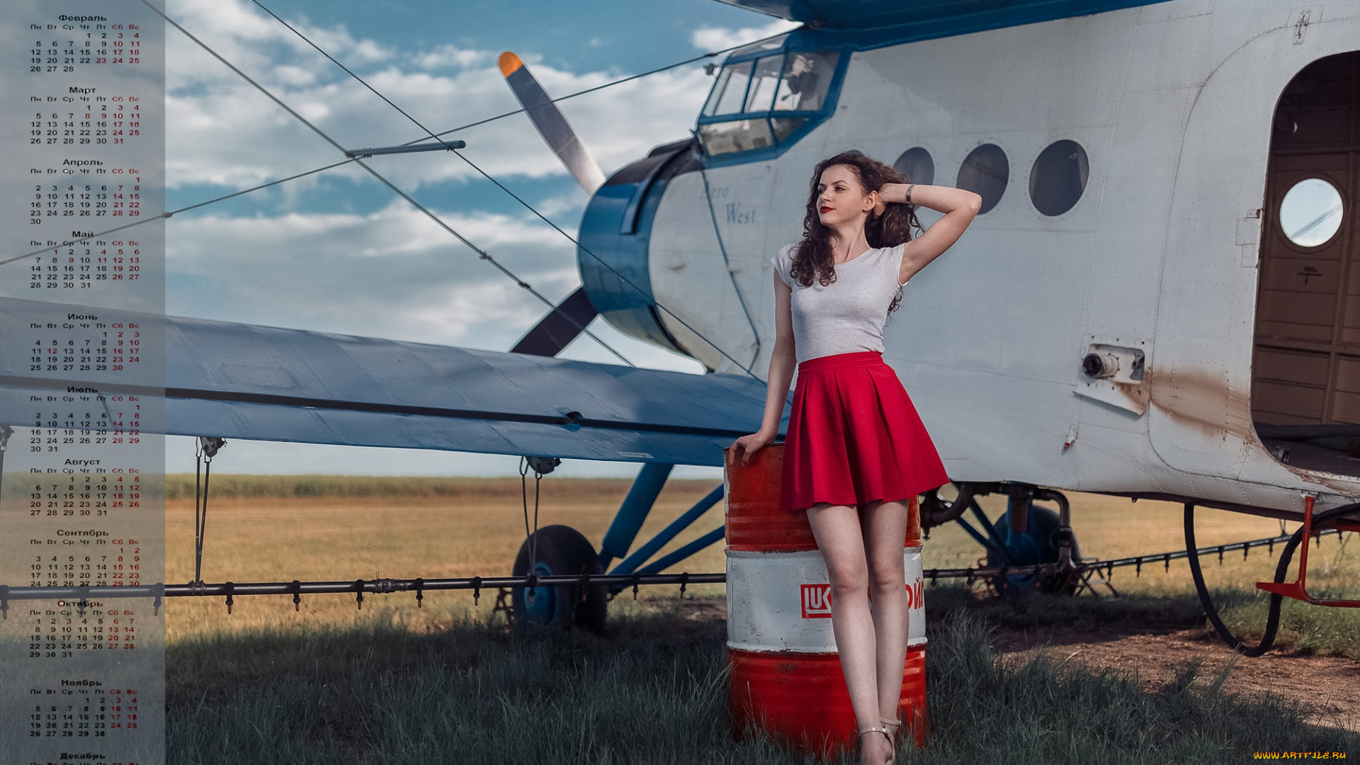 календари, девушки, самолет, взгляд, 2018