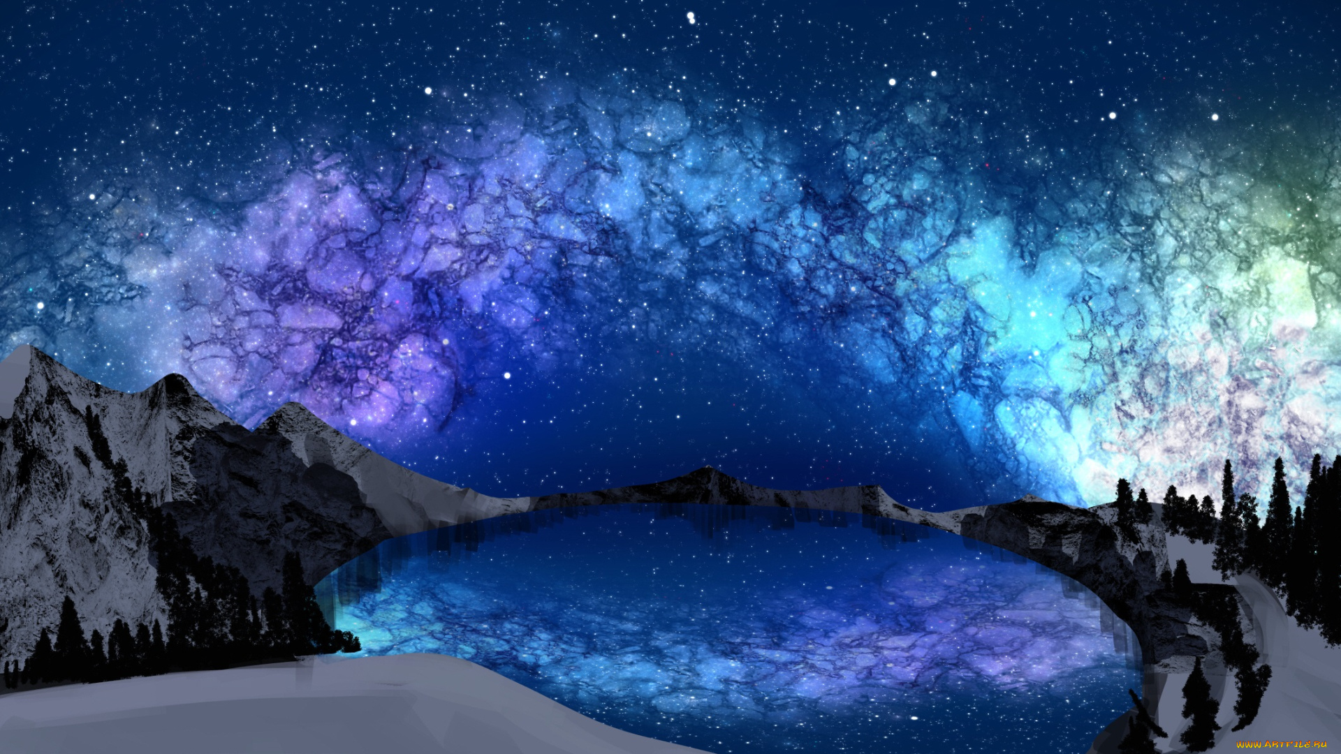 рисованное, природа, пейзаж