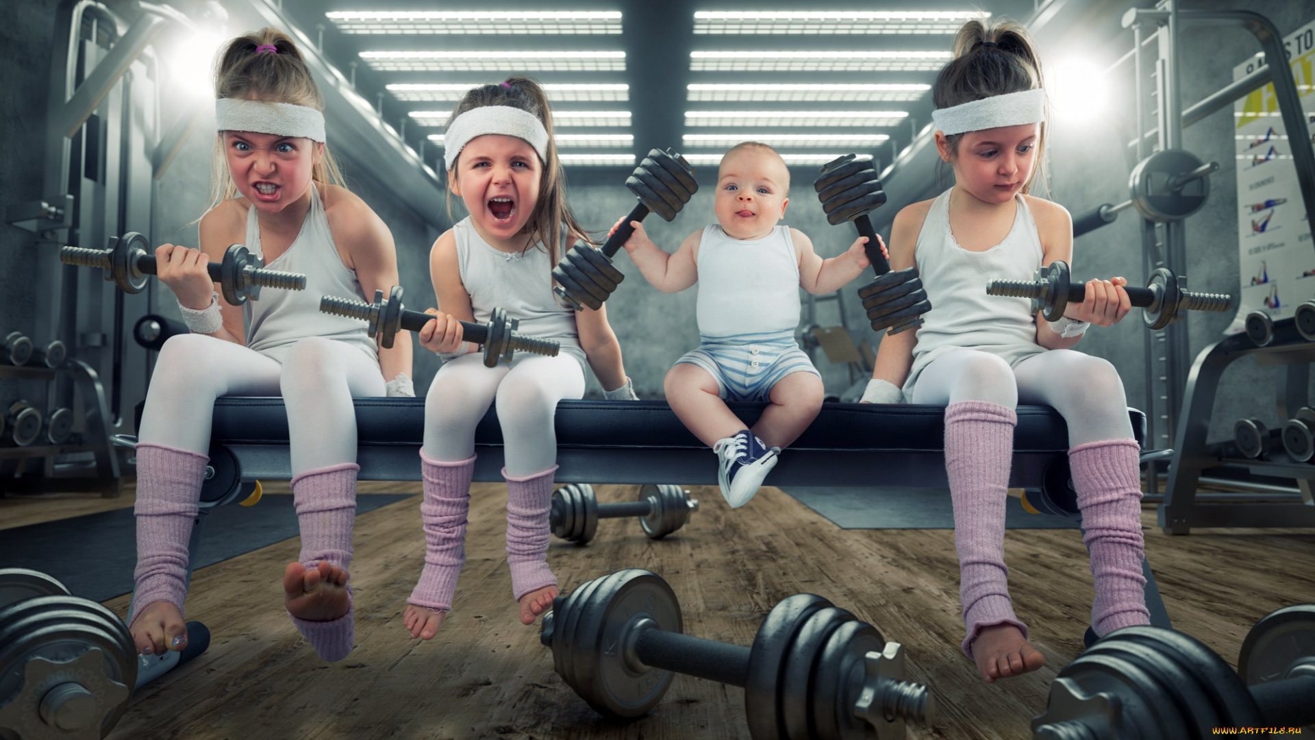 юмор, и, приколы, гантели, дети