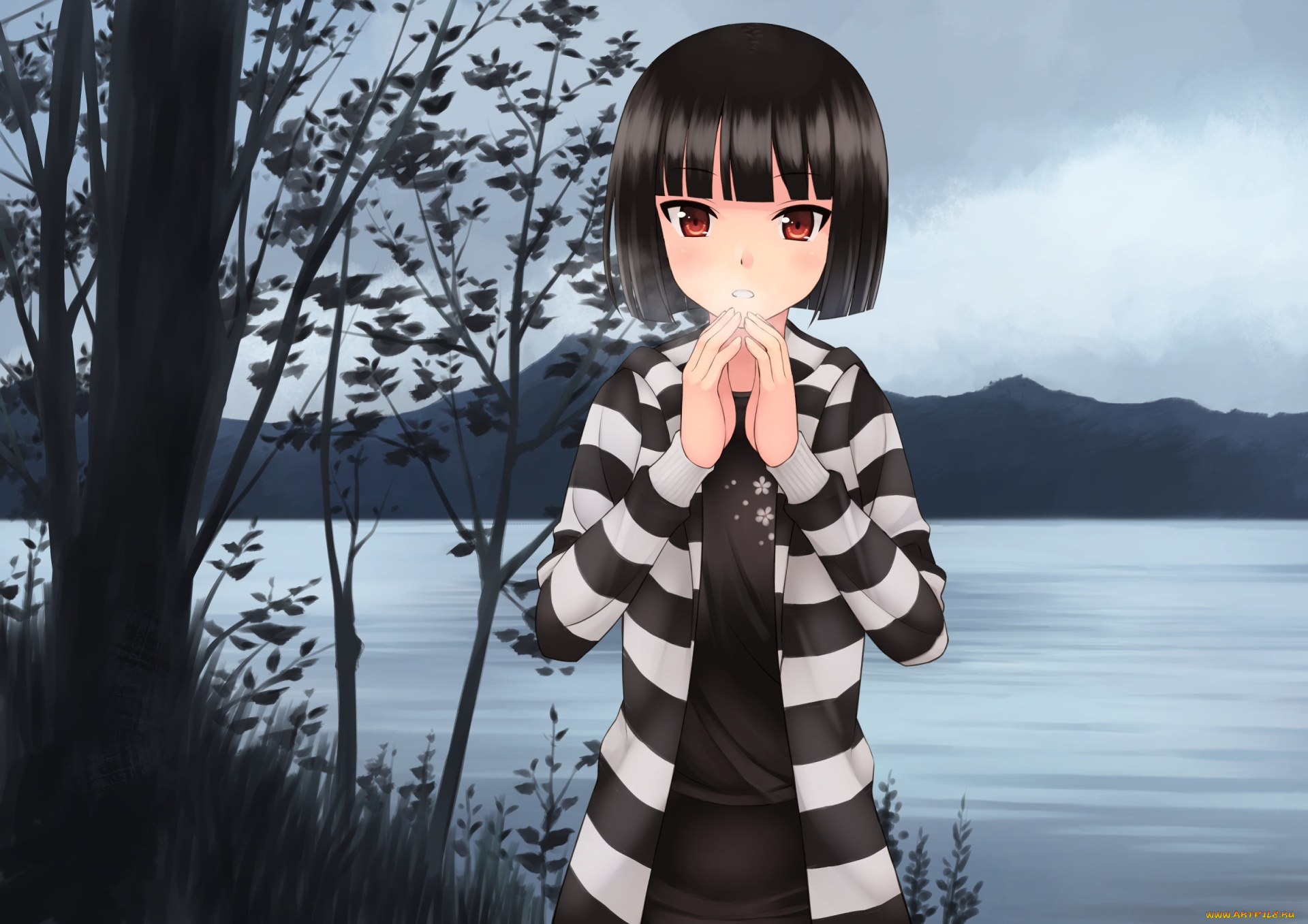 аниме, unknown, , другое, , фон, взгляд, девушка