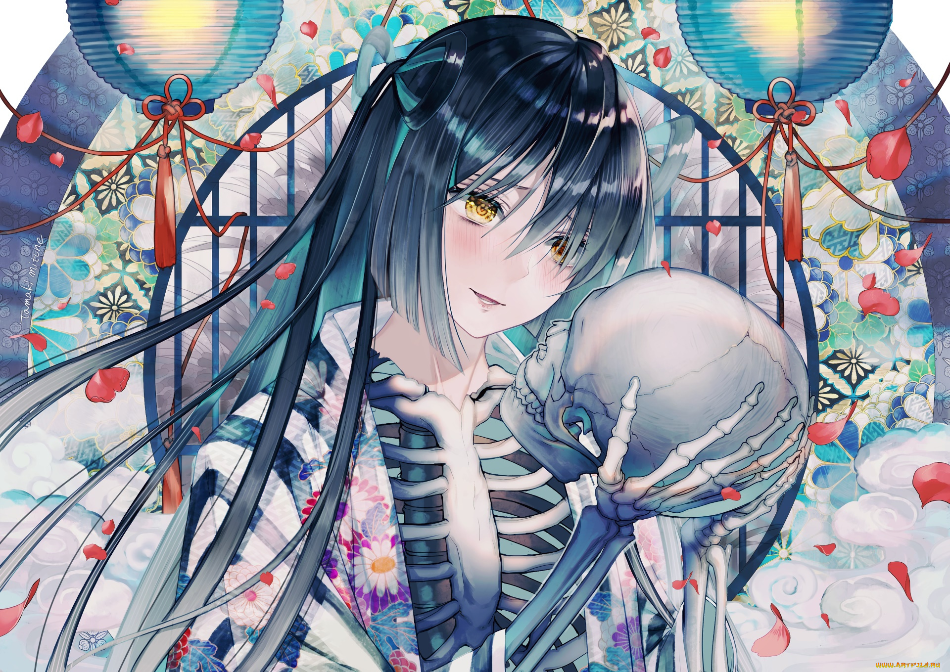 аниме, животные, , существа, фон, взгляд, девушка