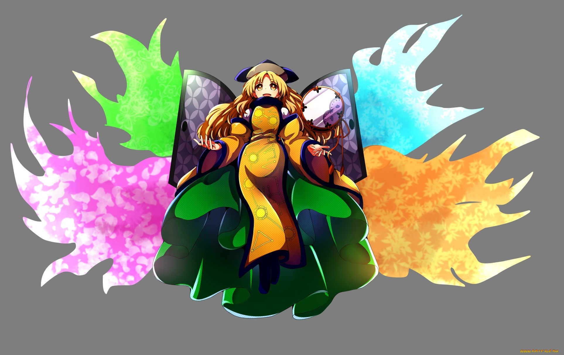 аниме, touhou, matara, okina