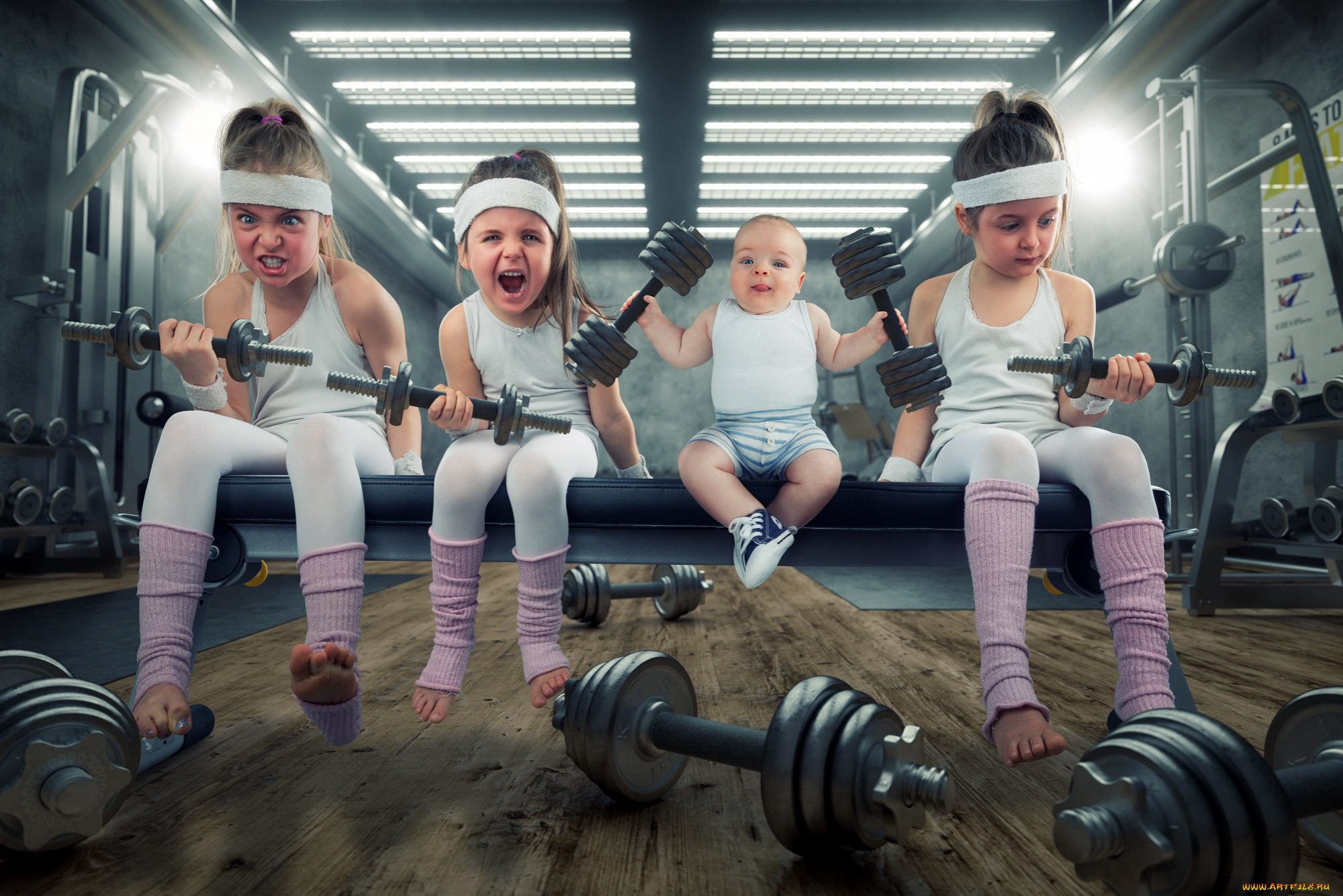 юмор, и, приколы, гантели, дети