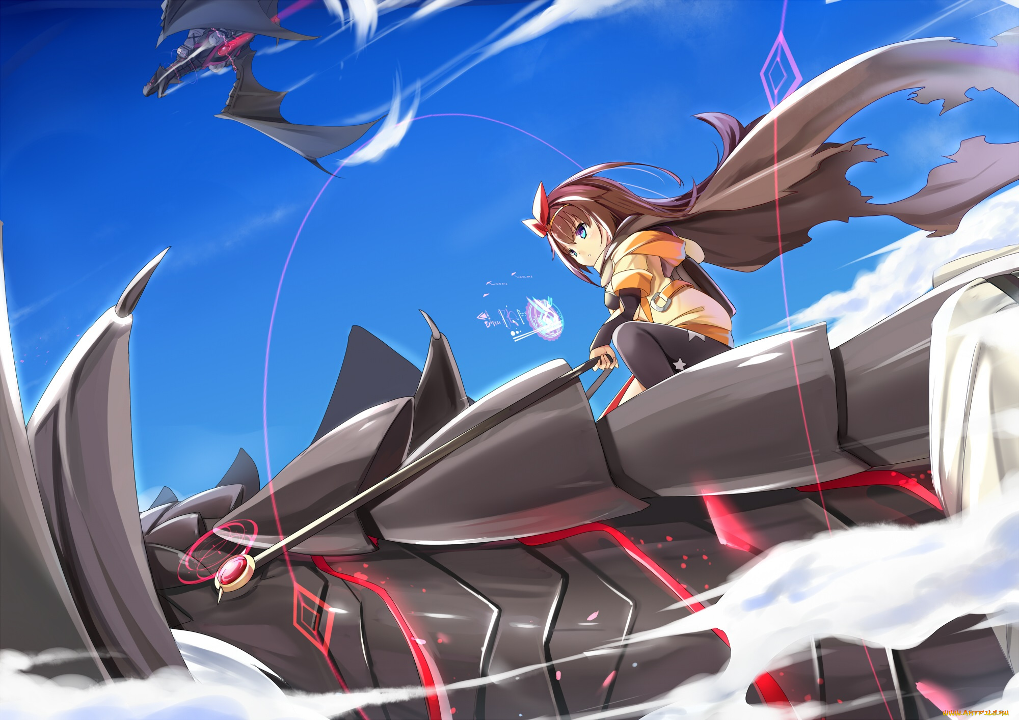 аниме, pixiv, fantasia, драконы, девочка