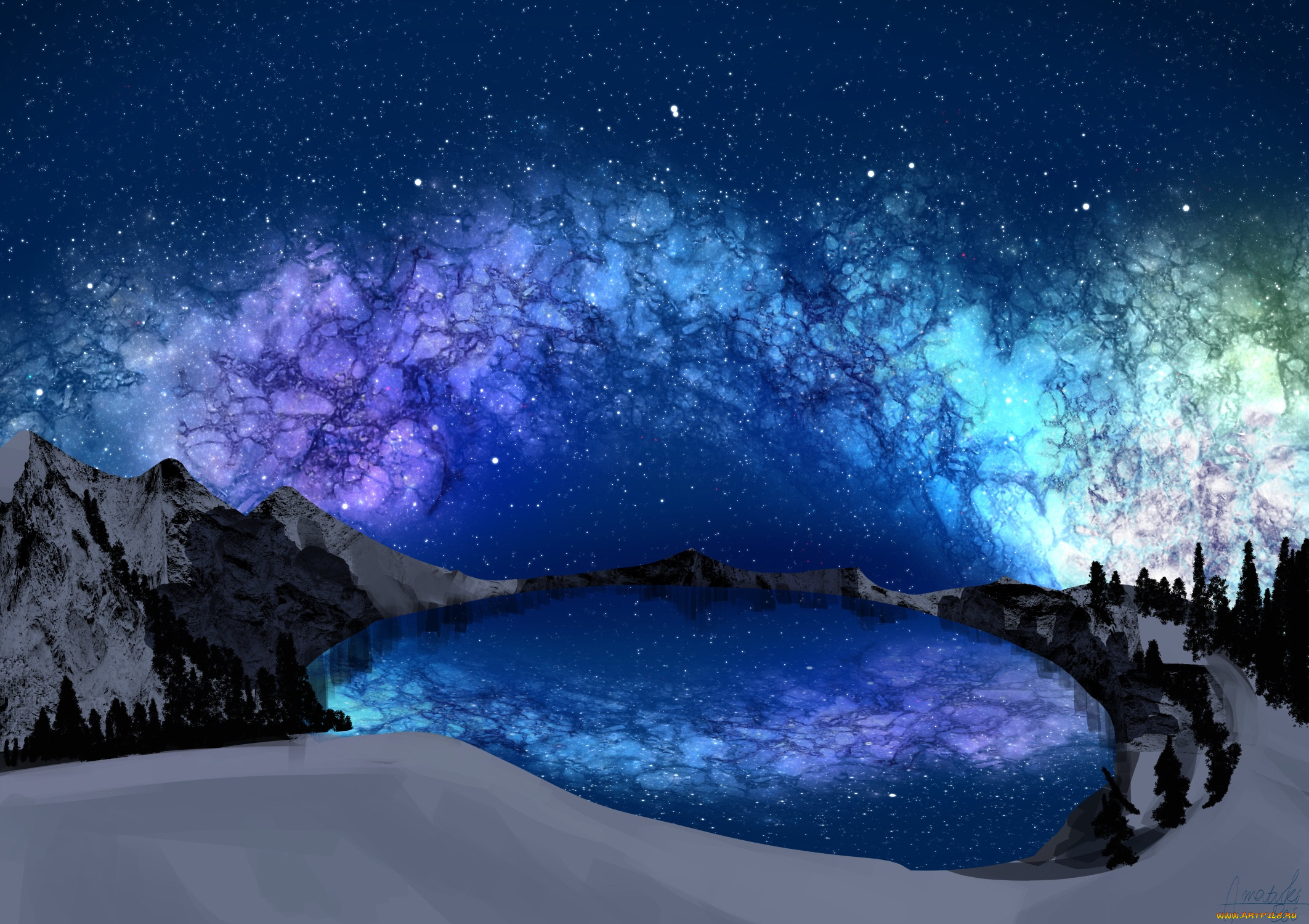 рисованное, природа, пейзаж