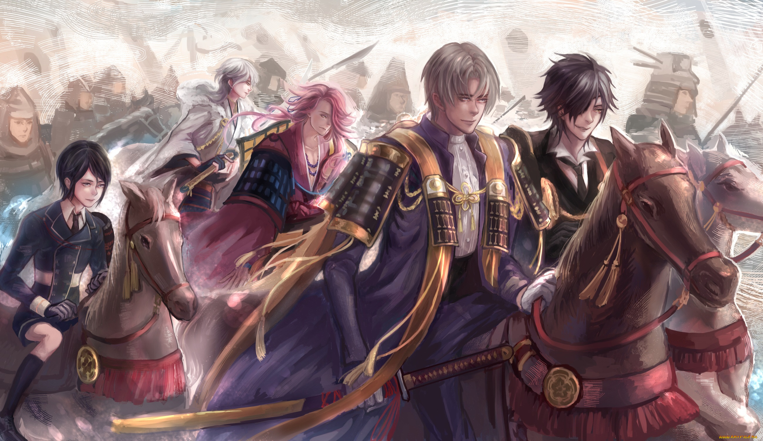 аниме, touken, ranbu, парни