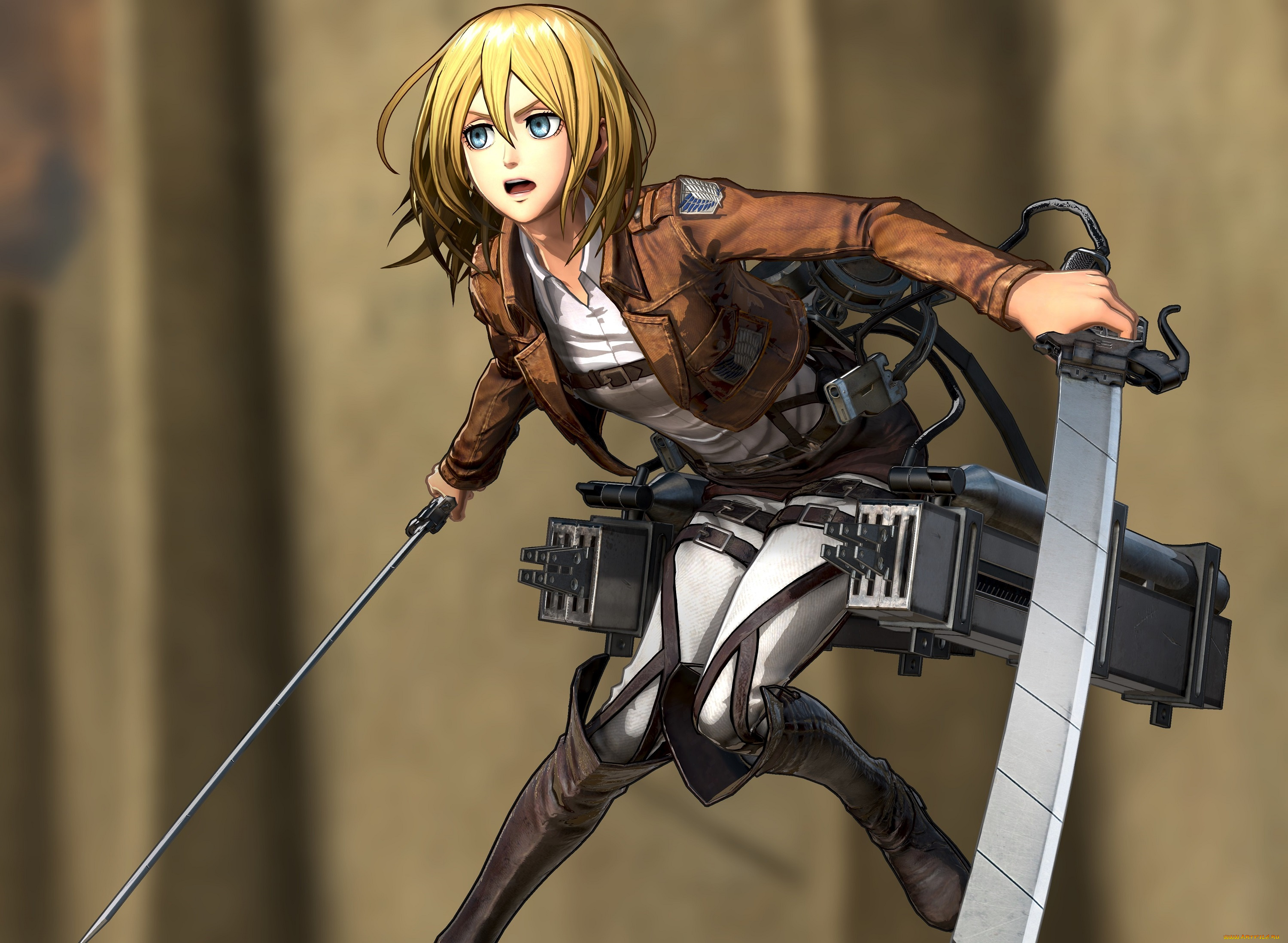 аниме, shingeki, no, kyojin, девушка