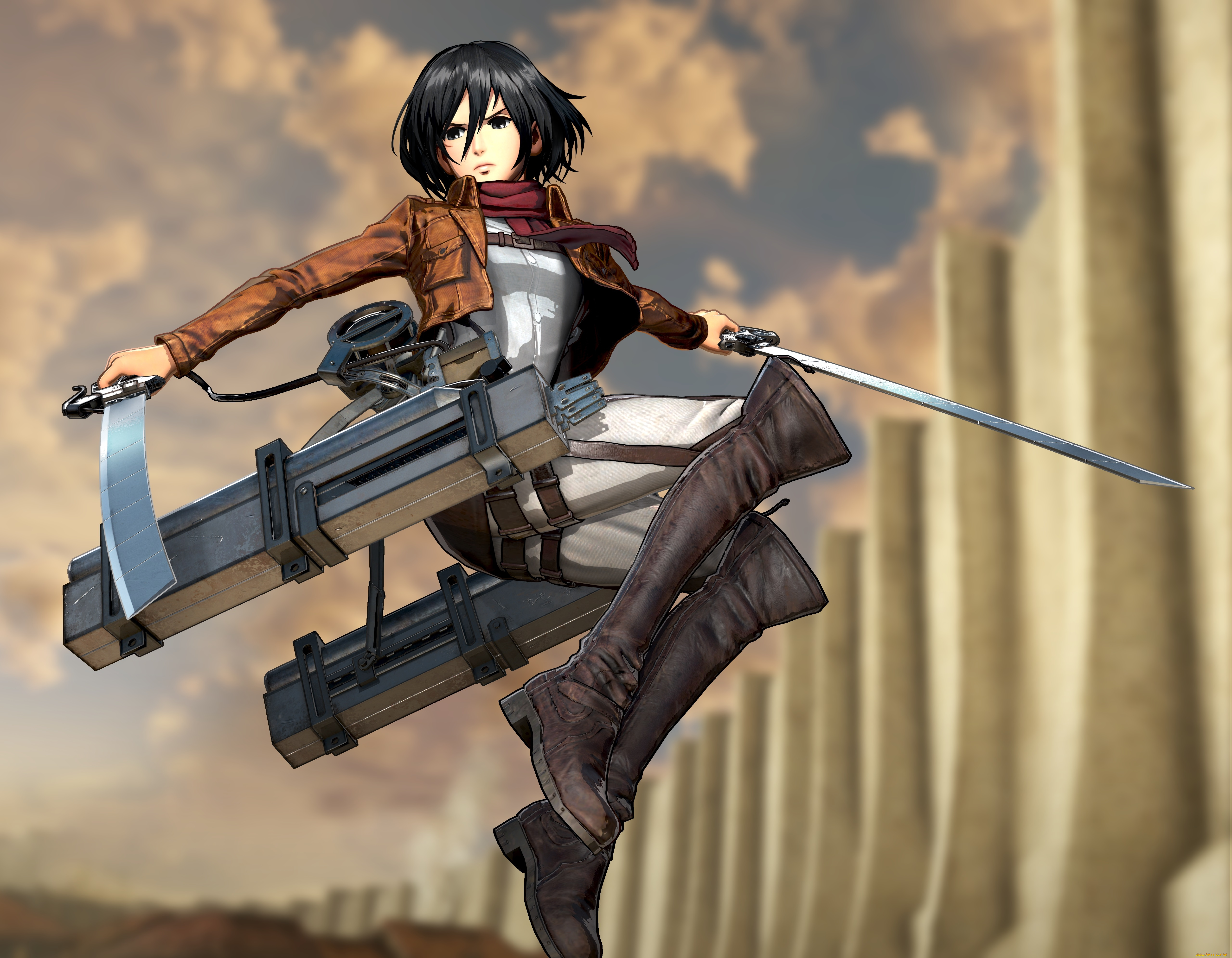 аниме, shingeki, no, kyojin, девушка