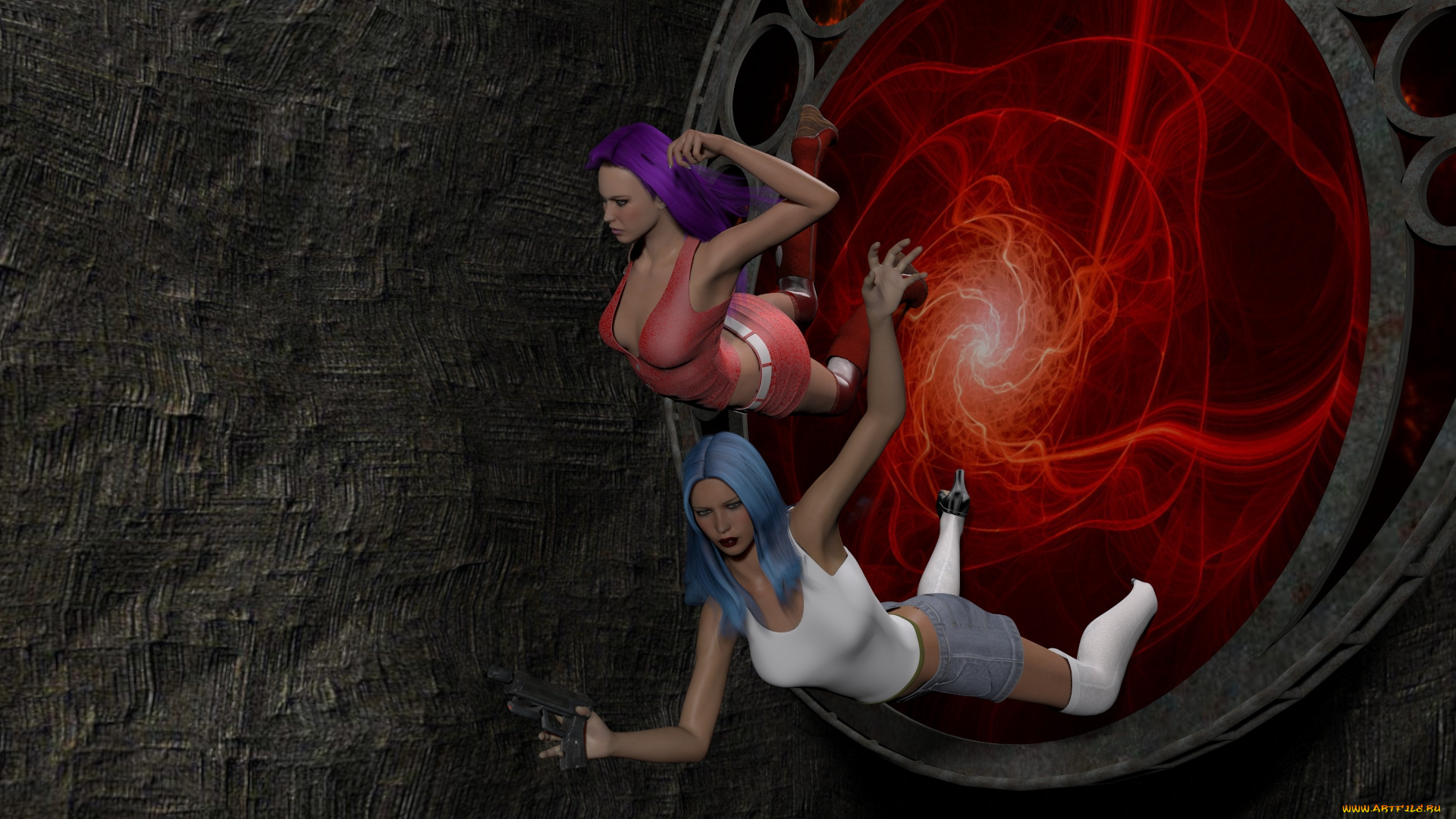 3д, графика, фантазия, , fantasy, фон, взгляд, девушки