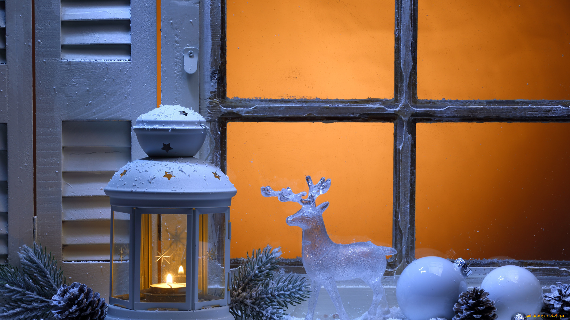 календари, праздники, , салюты, фонарь, игрушка, шар, окно, ветка, олень