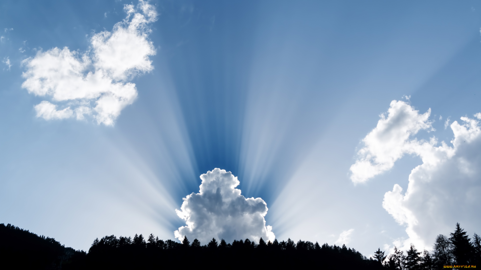 природа, облака, небо, лучи
