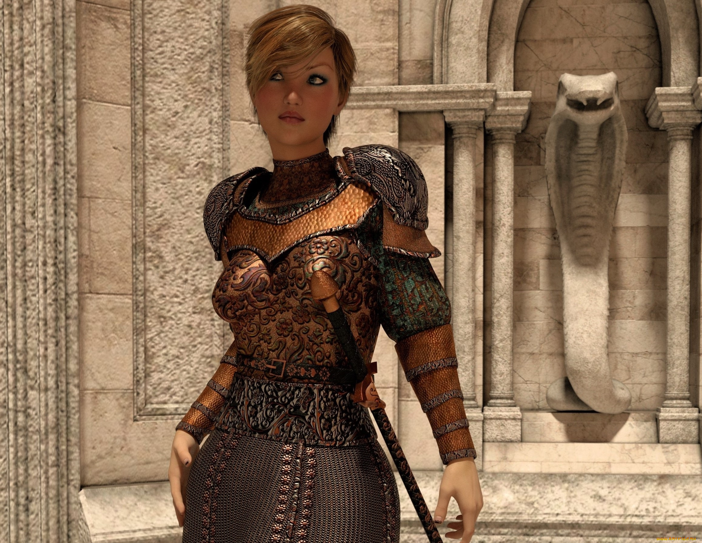 3д, графика, фантазия, , fantasy, фон, взгляд, девушка