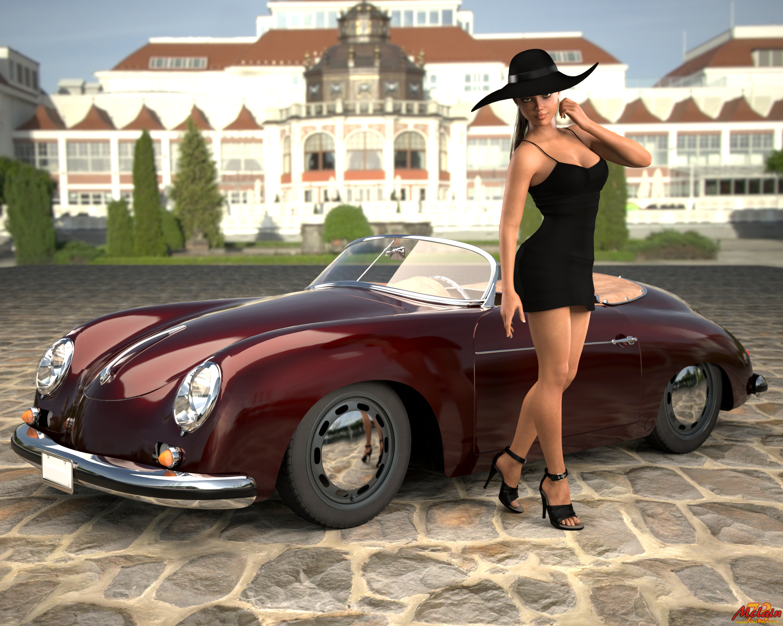 3д, графика, люди-авто, мото, , people-, car, , , moto, фон, взгляд, девушка