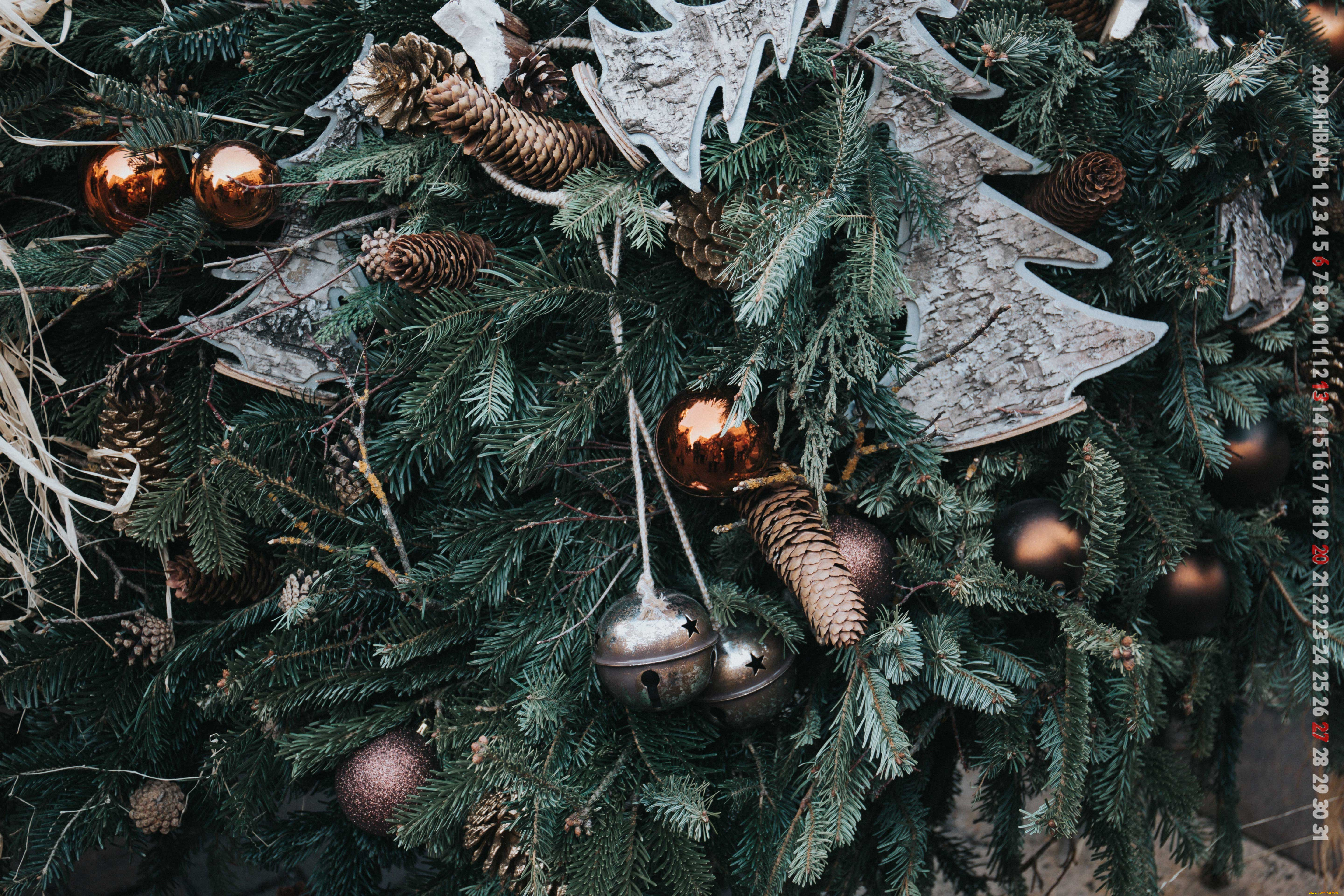 календари, праздники, , салюты, елка, шишка, колокольчик, игрушка, шар