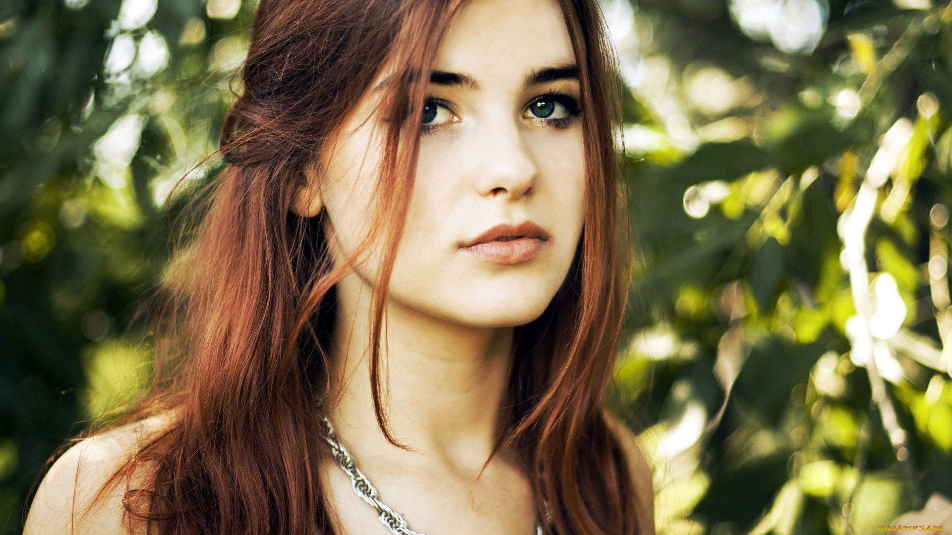 девушки, -, лица, , портреты, взгляд, цепочка