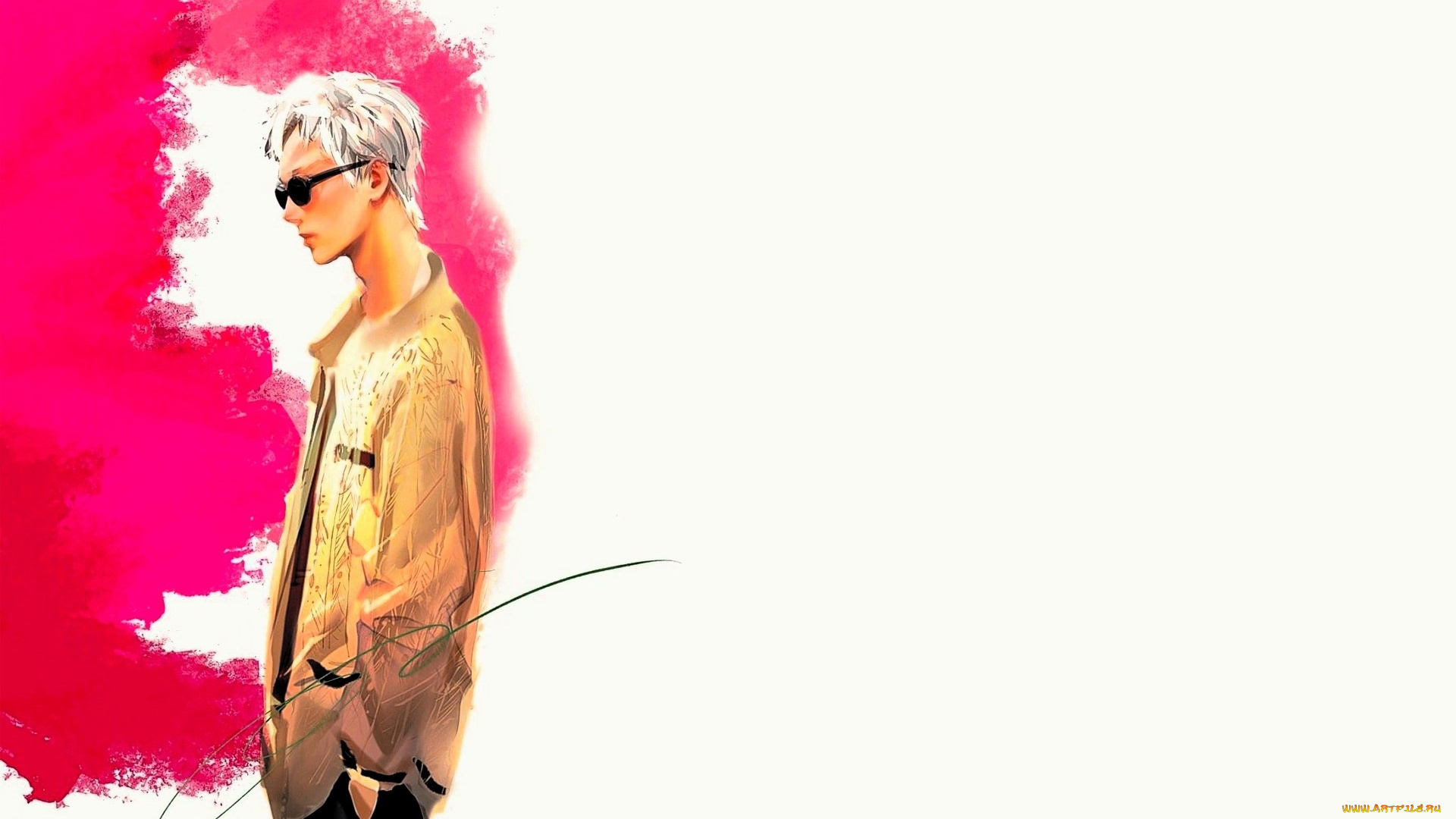 рисованное, люди, ван, ибо, очки, куртка