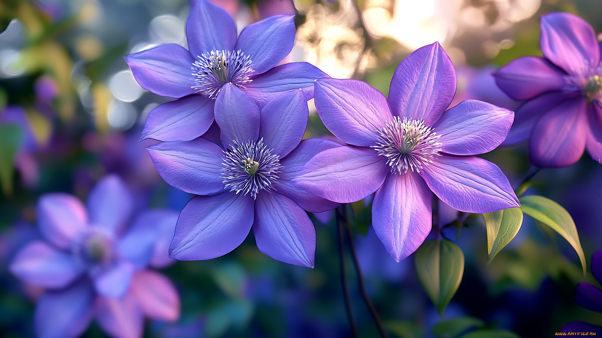 3д, графика, цветы, , flowers, клематис