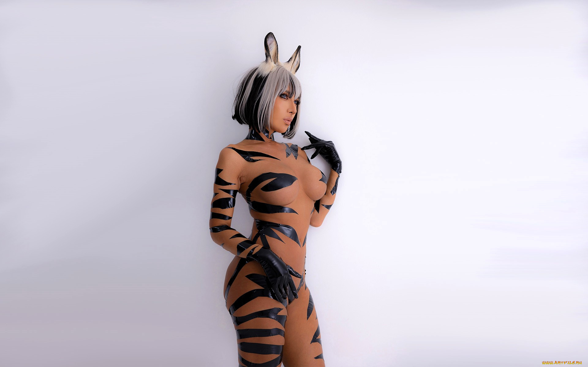 девушки, nonsummerjack, образ, косплей, наряд, костюм, зебра, ушки