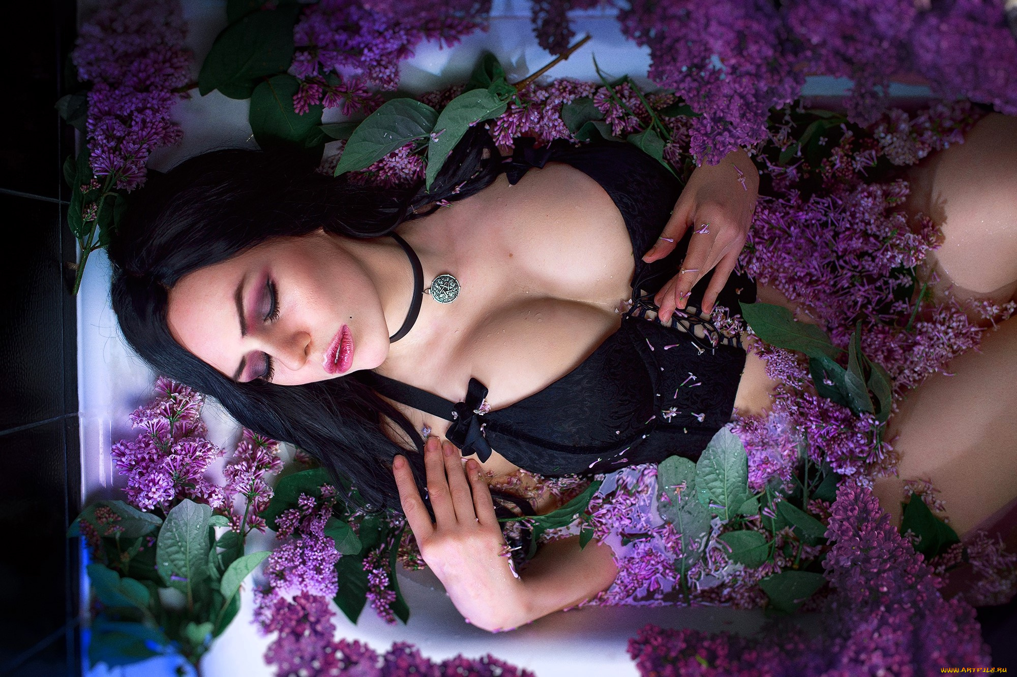 девушки, алиса, арефьева, образ, косплей, наряд, ванна, сирень, цветы