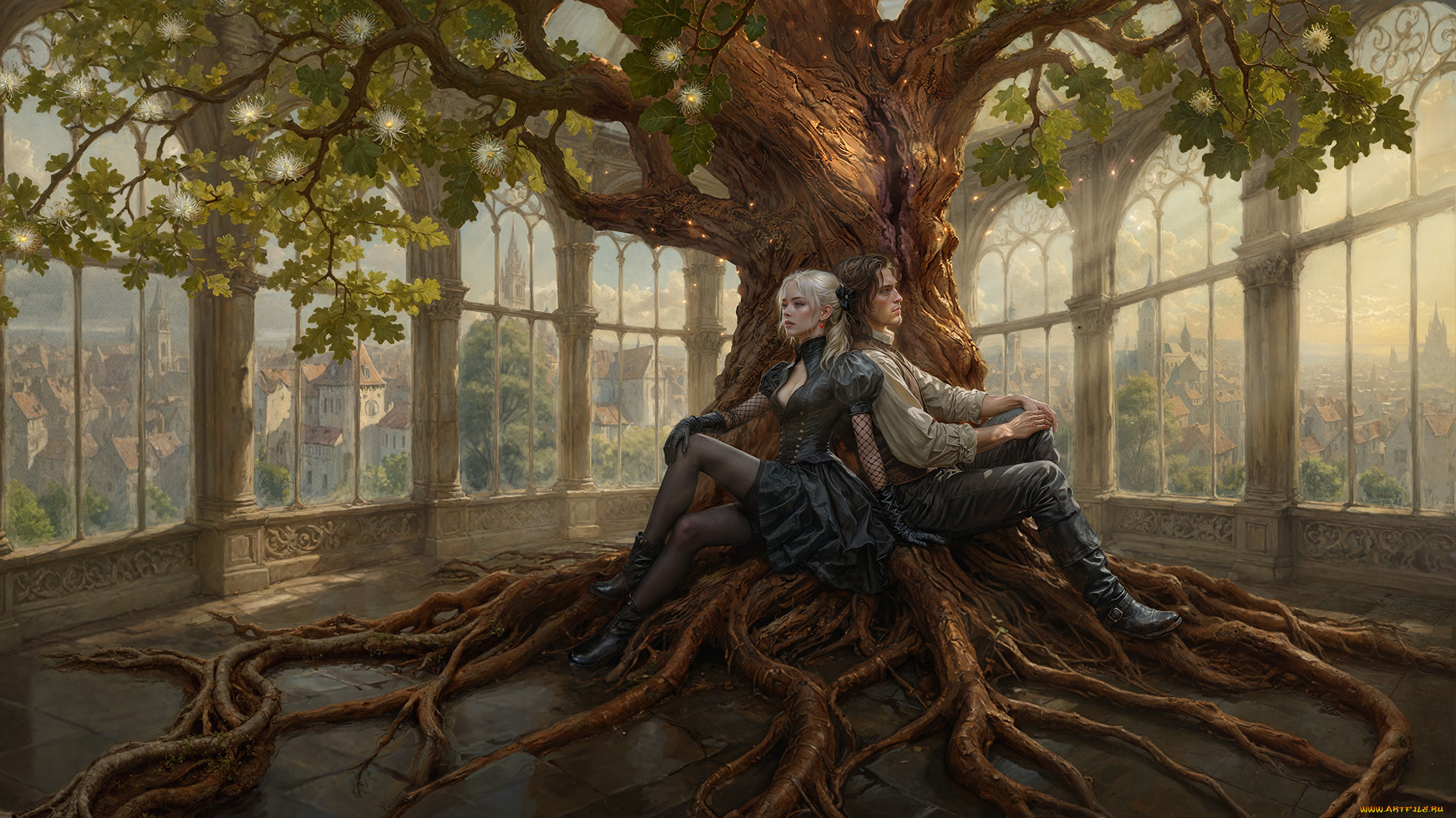 фэнтези, люди, дерево