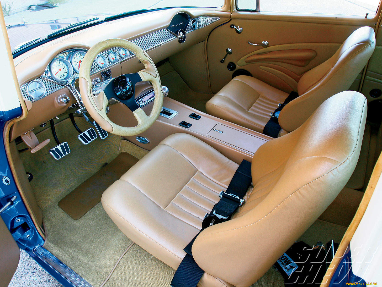 1955, chevy, 210, автомобили, интерьеры