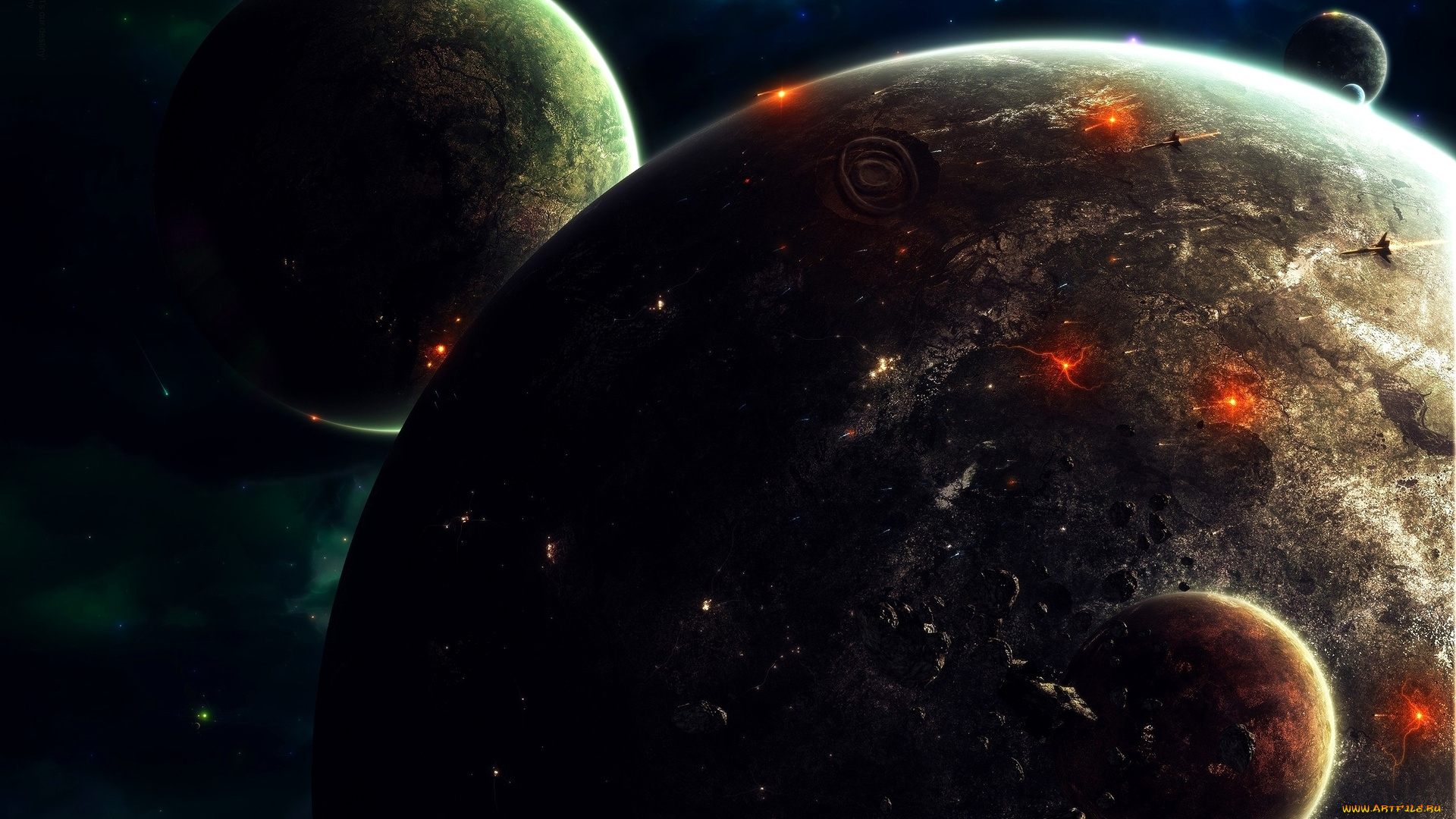 космос, арт, планеты, безконечность