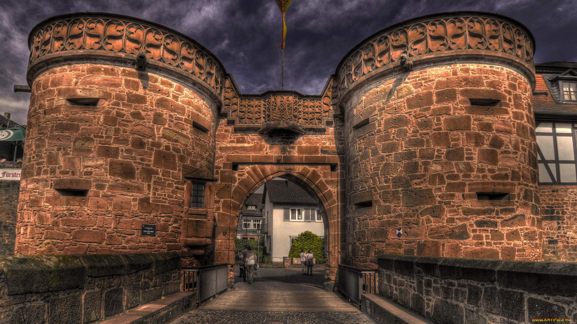 германия, гессен, бюдинген, города, мосты, город, ворота