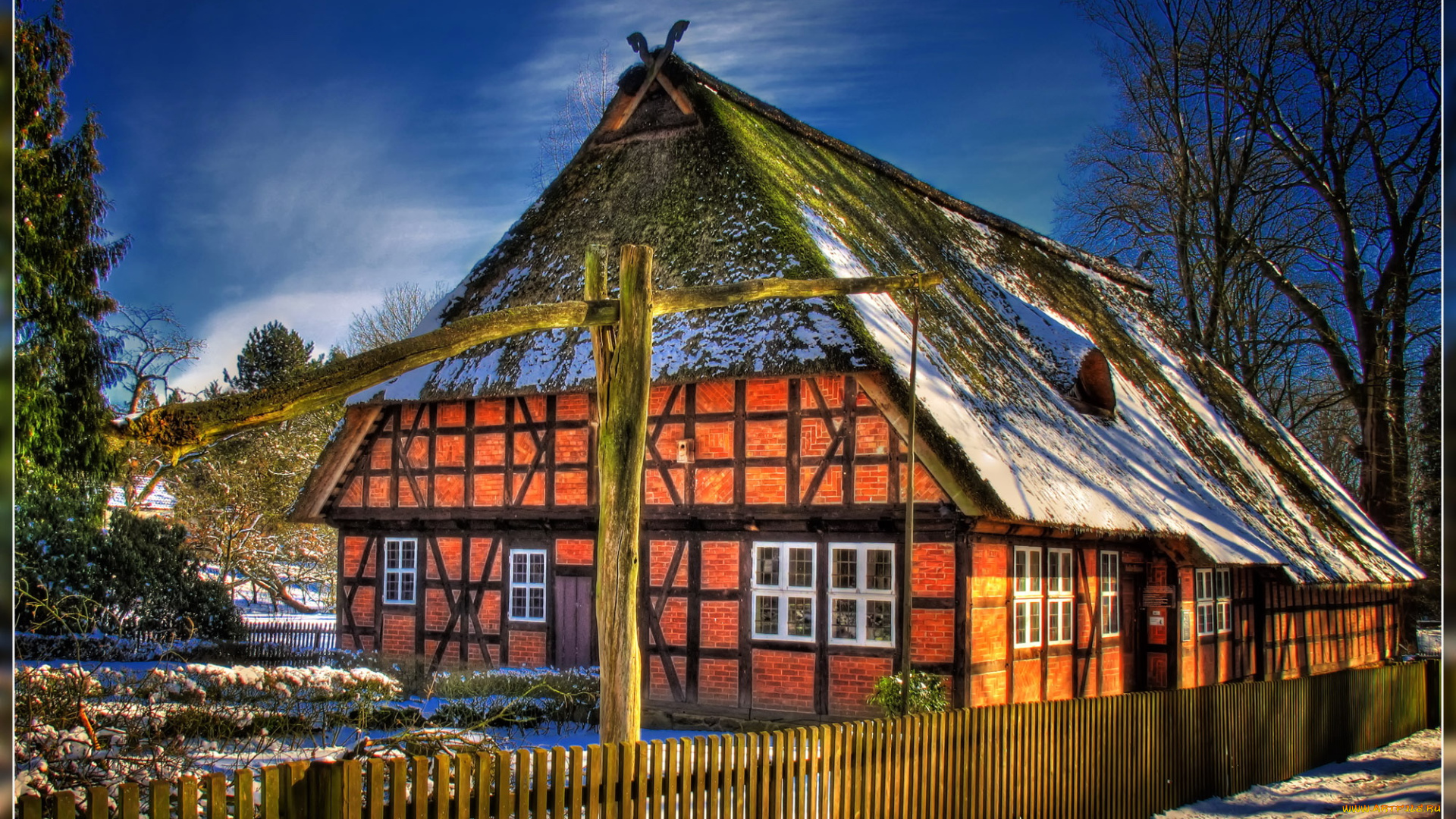 германия, нижняя, саксония, вальсроде, города, здания, дома, зима, дом