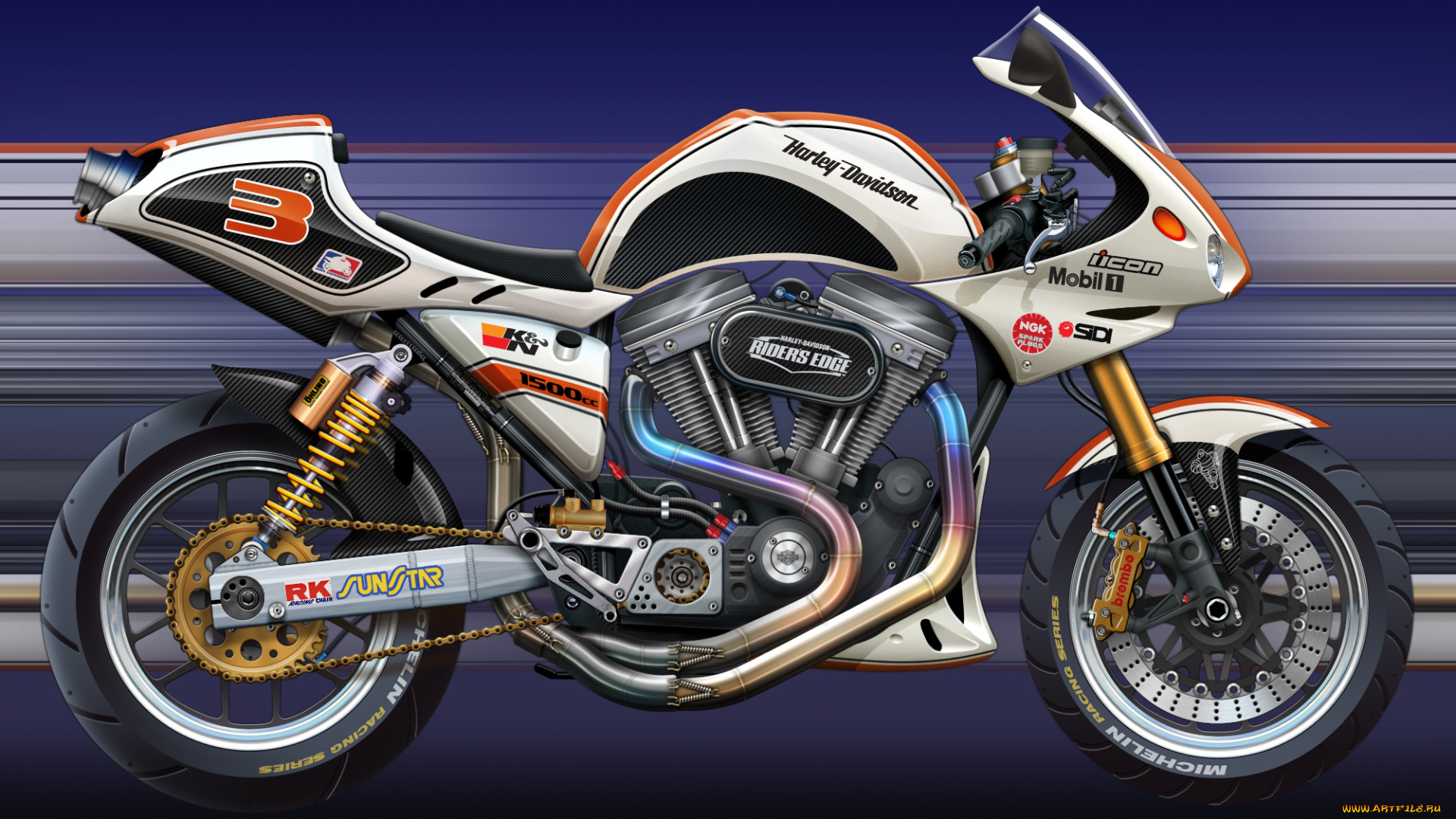 мотоциклы, рисованные, harley-davidson, харлей