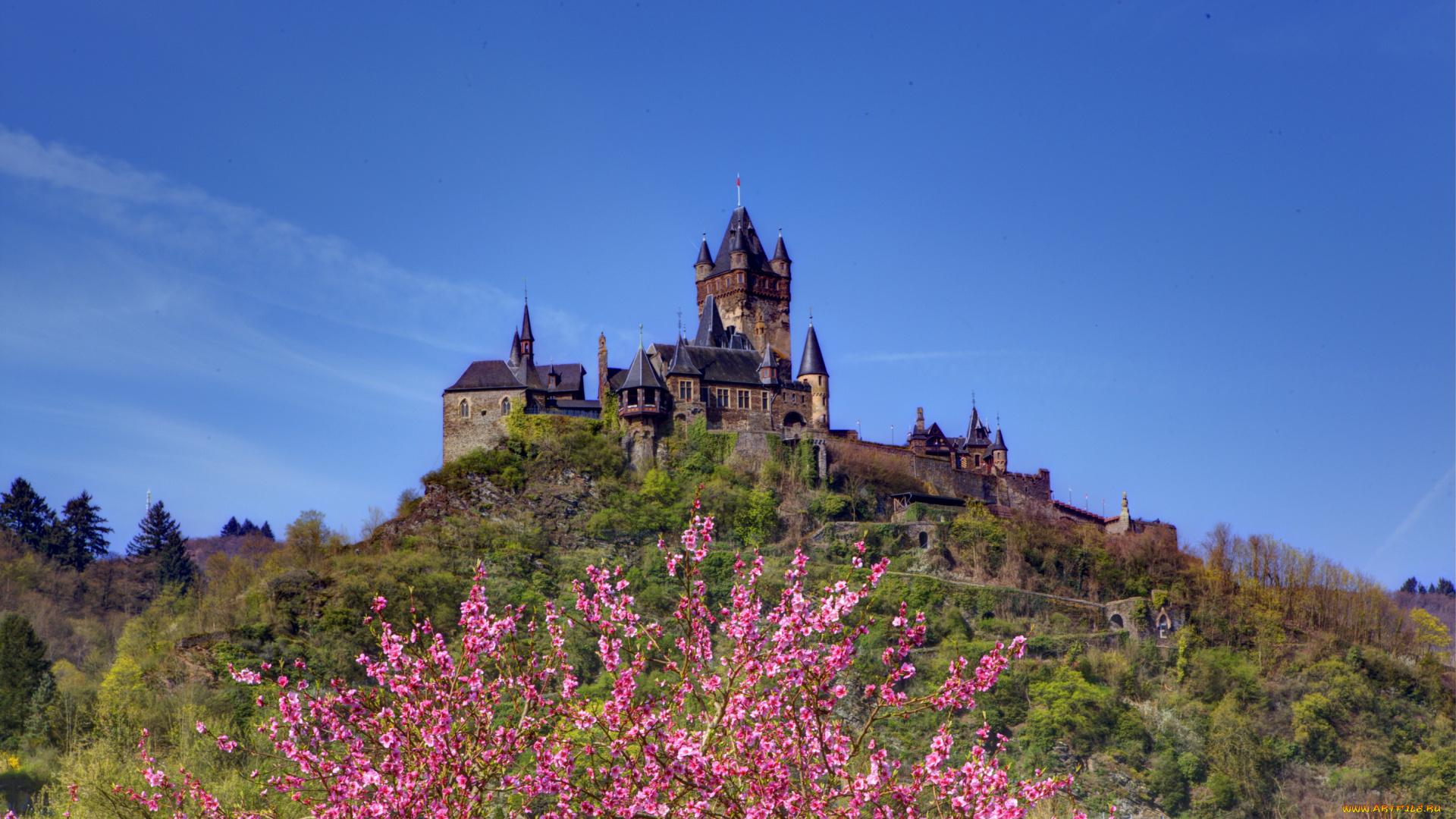 замок, reichsburg, cochem, germany, города, кохем, германия