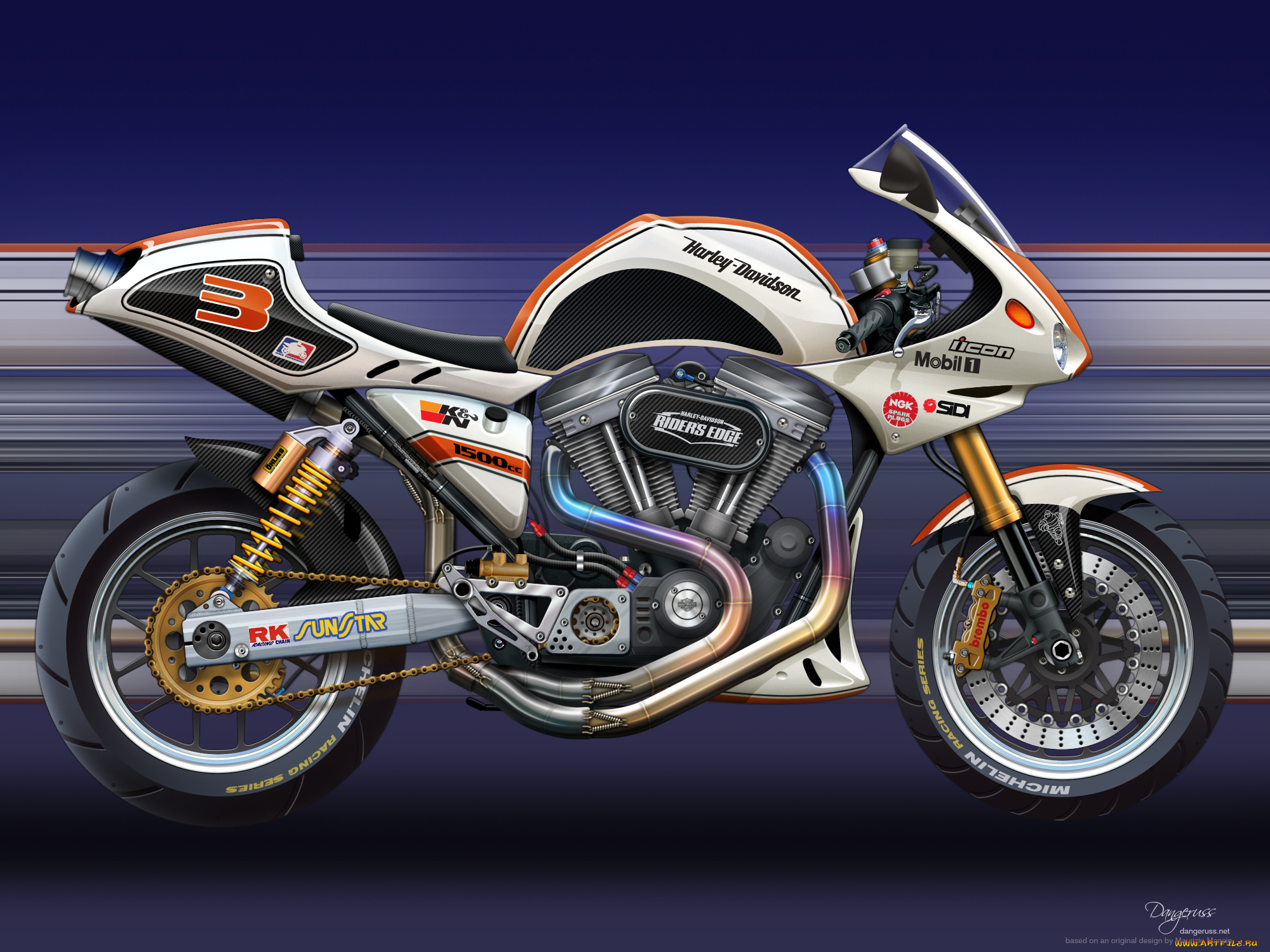 мотоциклы, рисованные, harley-davidson, харлей