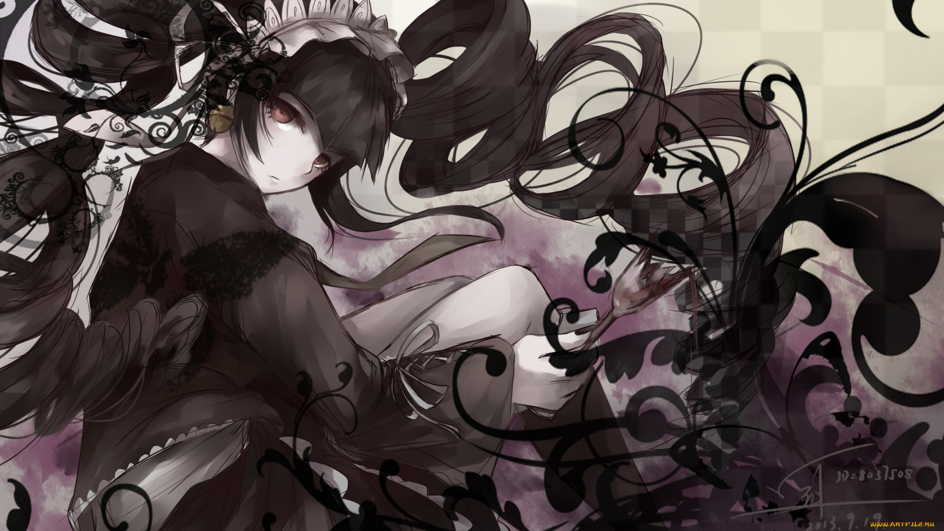 by, mizore, аниме, danganronpa, чепчик, девушка, колокольчик, волосы, платье, celestia, ludenberck