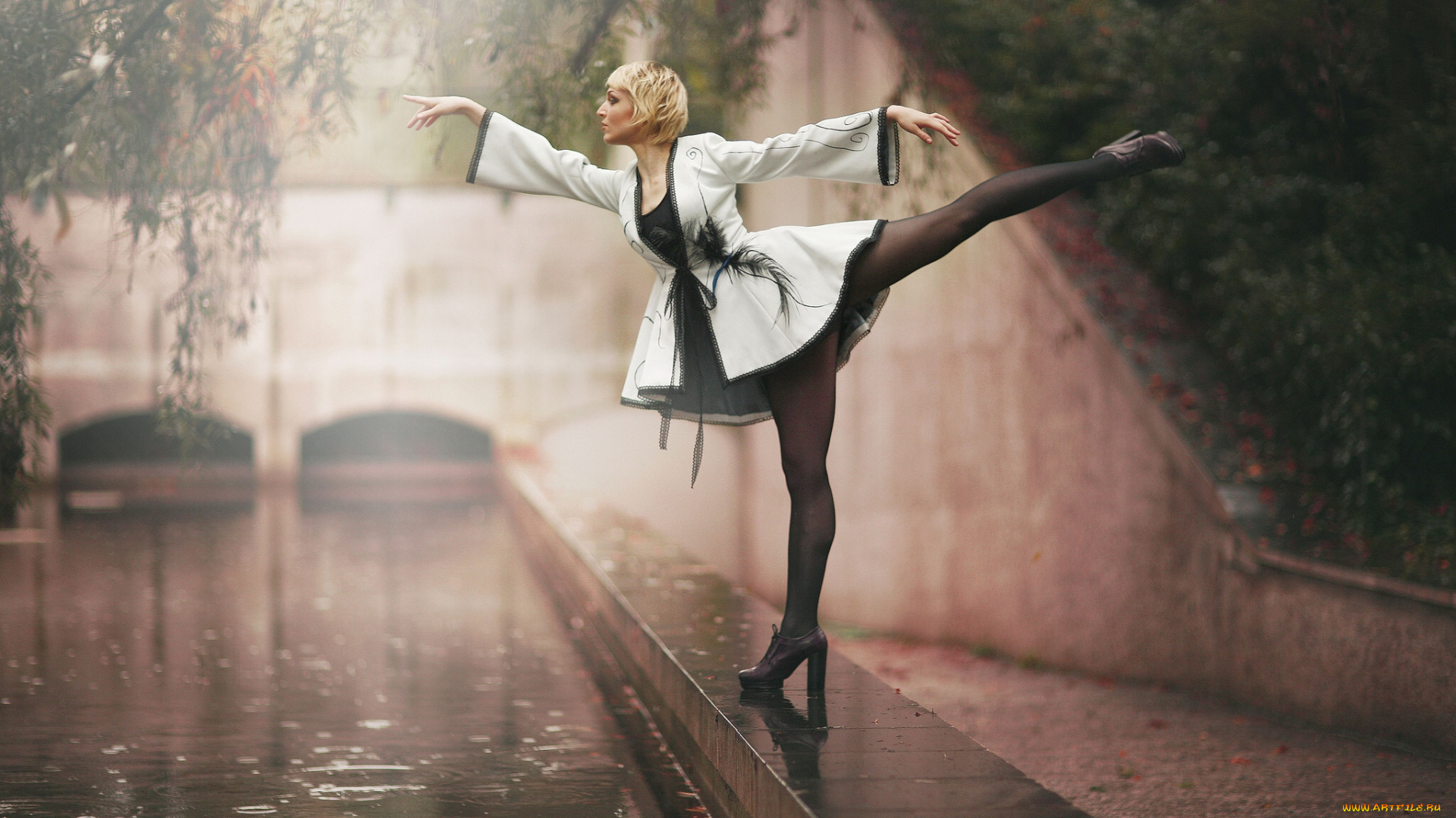 девушки, -unsort, , блондинки, балерина, ножки, река, набережная